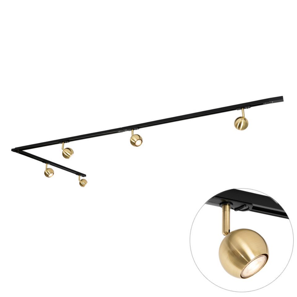 Qazqa Schienensystem-Sets Iconic gissi, ohne Leuchtmittel, Warmweiß, QAZQA Schienen­leuchte, gu10, gold, Stahl, Modern