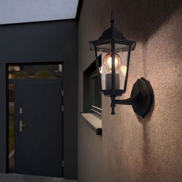 V-TAC Außen-Wandleuchte, Leuchtmittel nicht inklusive, Außen Leuchte Garten Wand Beleuchtung Alu Laterne schwarz