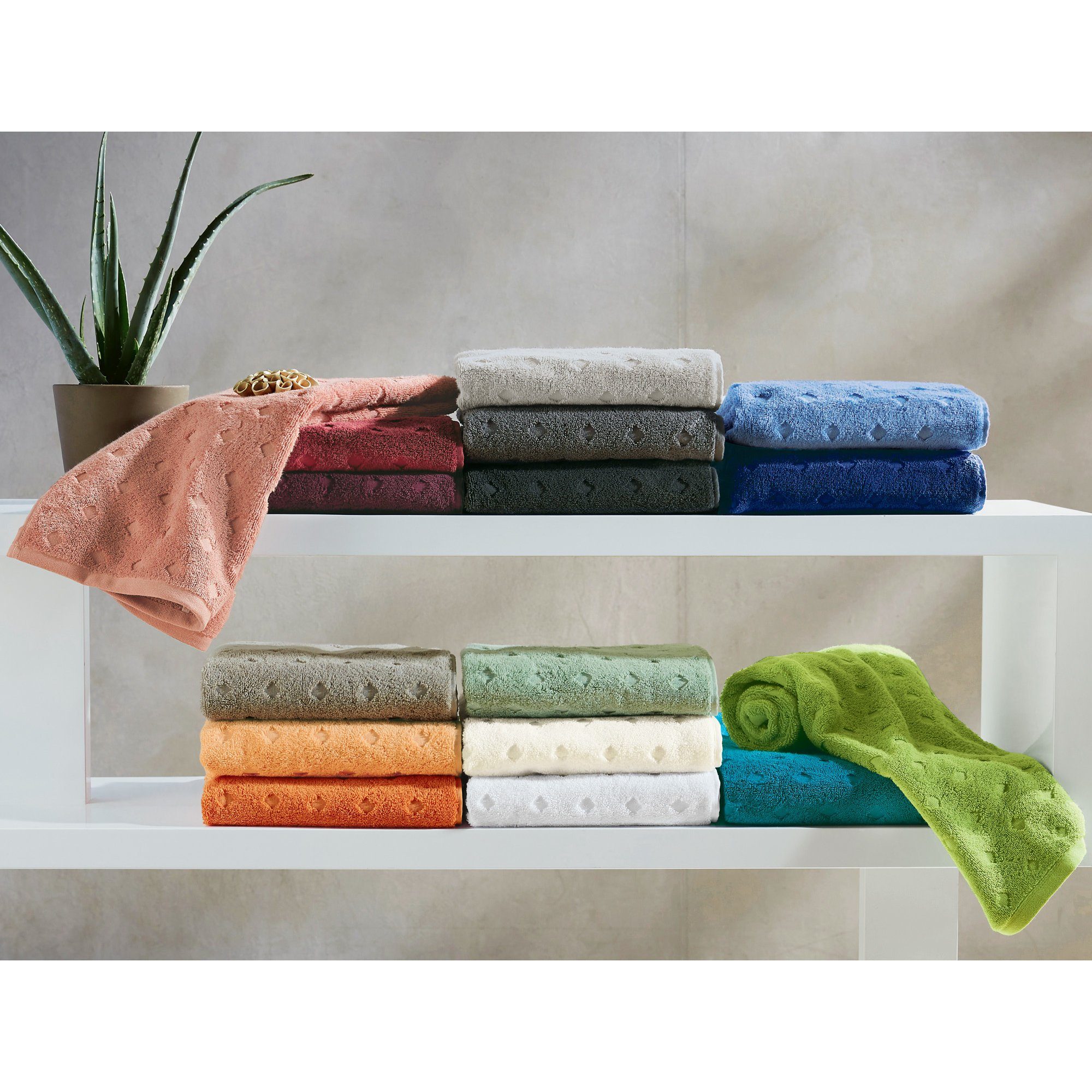Erwin Müller Gästehandtuch Gästetuch "Baden-Baden" 2er-Pack, Frottier, Walk-Frottier Uni/Hoch- Tiefstruktur – Bild 3 von 5