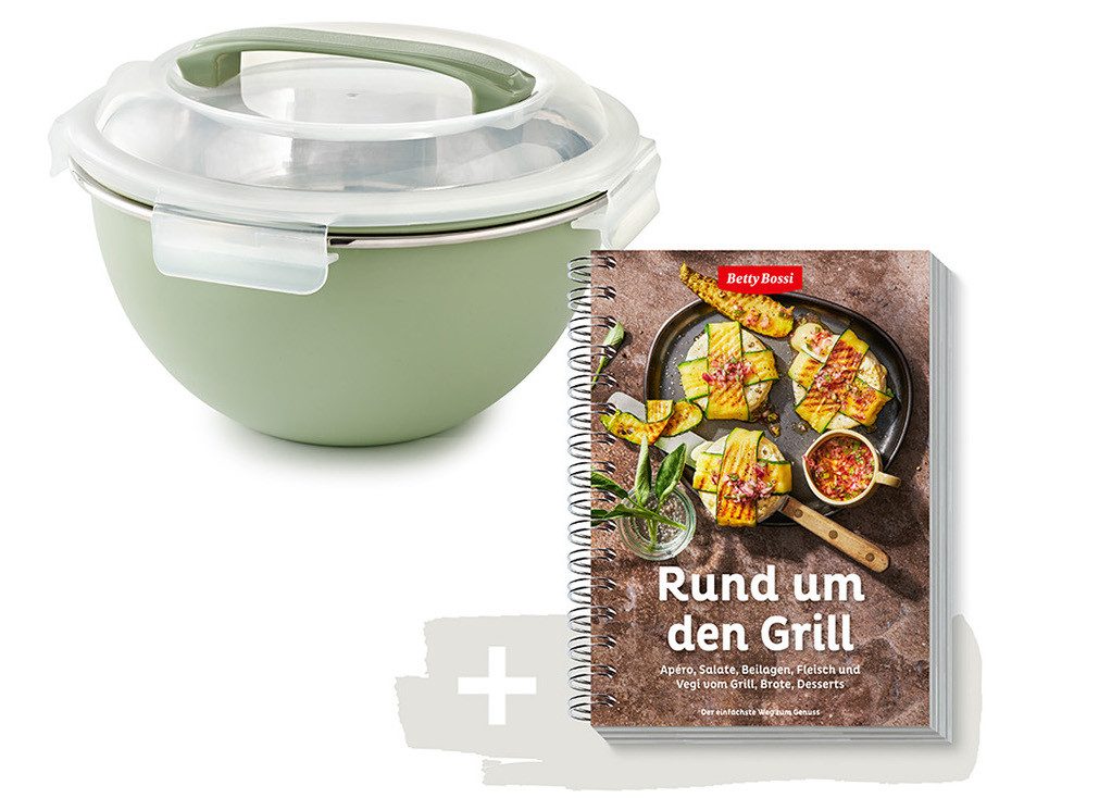 Betty Bossi Rührschüssel Edelstahlschüssel + Buch, Rund um den Grill, Edelstahl, (Set)