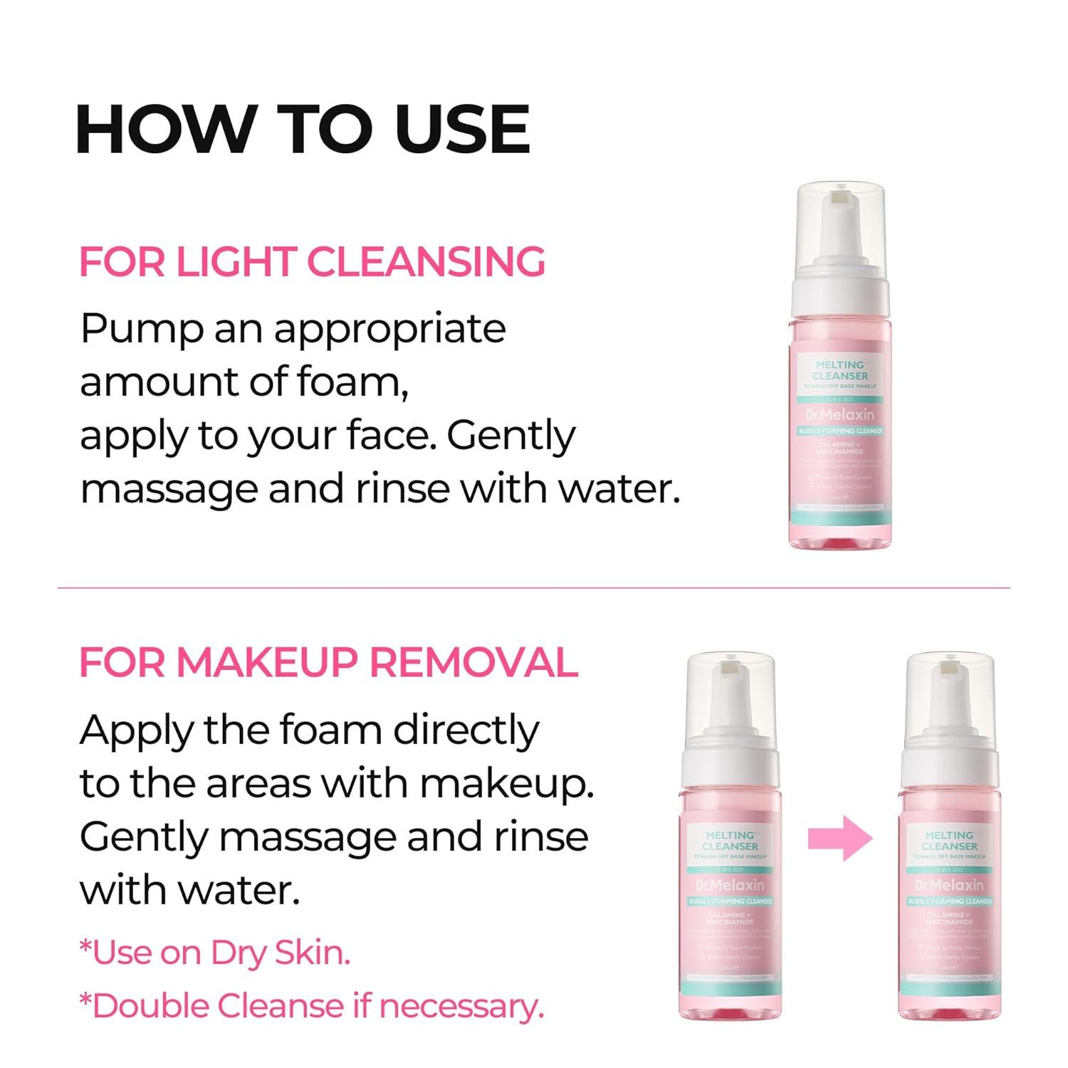 Dr.Melaxin Gesichts-Reinigungscreme Melting Cleanser 150 ml – K-Beauty Reinigungsschaum mit Calamine, Niacinamide, Centella, Willow Bark – Hypoallergener Bubble-Foam