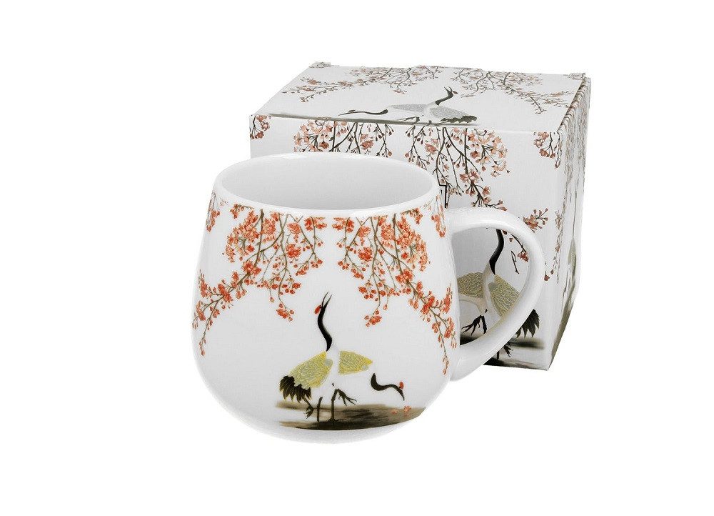 DUO Porcelain Collection Tasse Duo Fassbecher 430ml / Tee / Kaffetasse, Becher, Mug, Barrel, 1-tlg., Porzellan Tasse, SAKURA CRANES / Fassbecher SAKURA, KRANICHE - aus der Japan-Sammlung