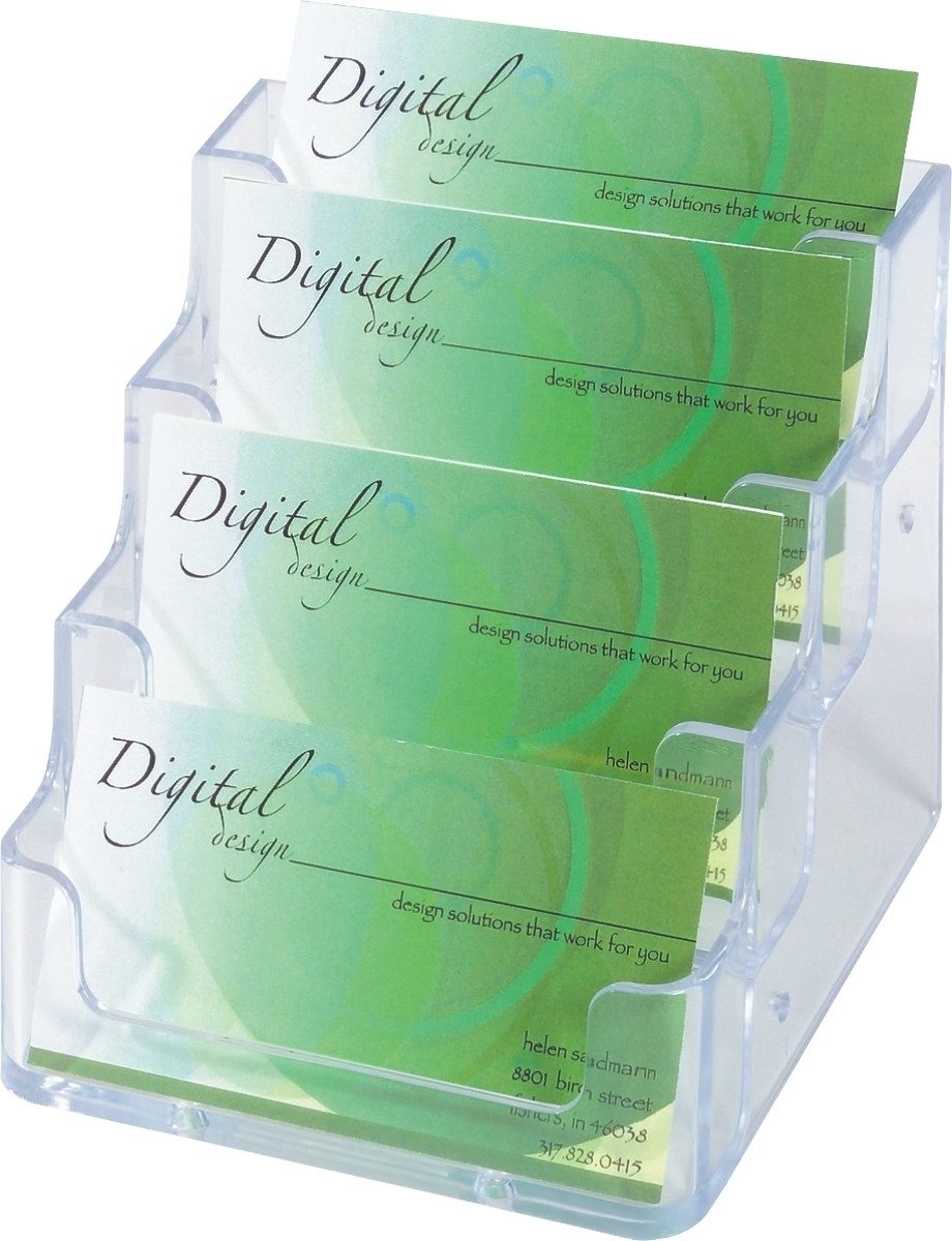 Deflecto Visitenkartenhülle Visitenkartenständer 99x35x45mm glasklar Hartplastik 4 Fächer