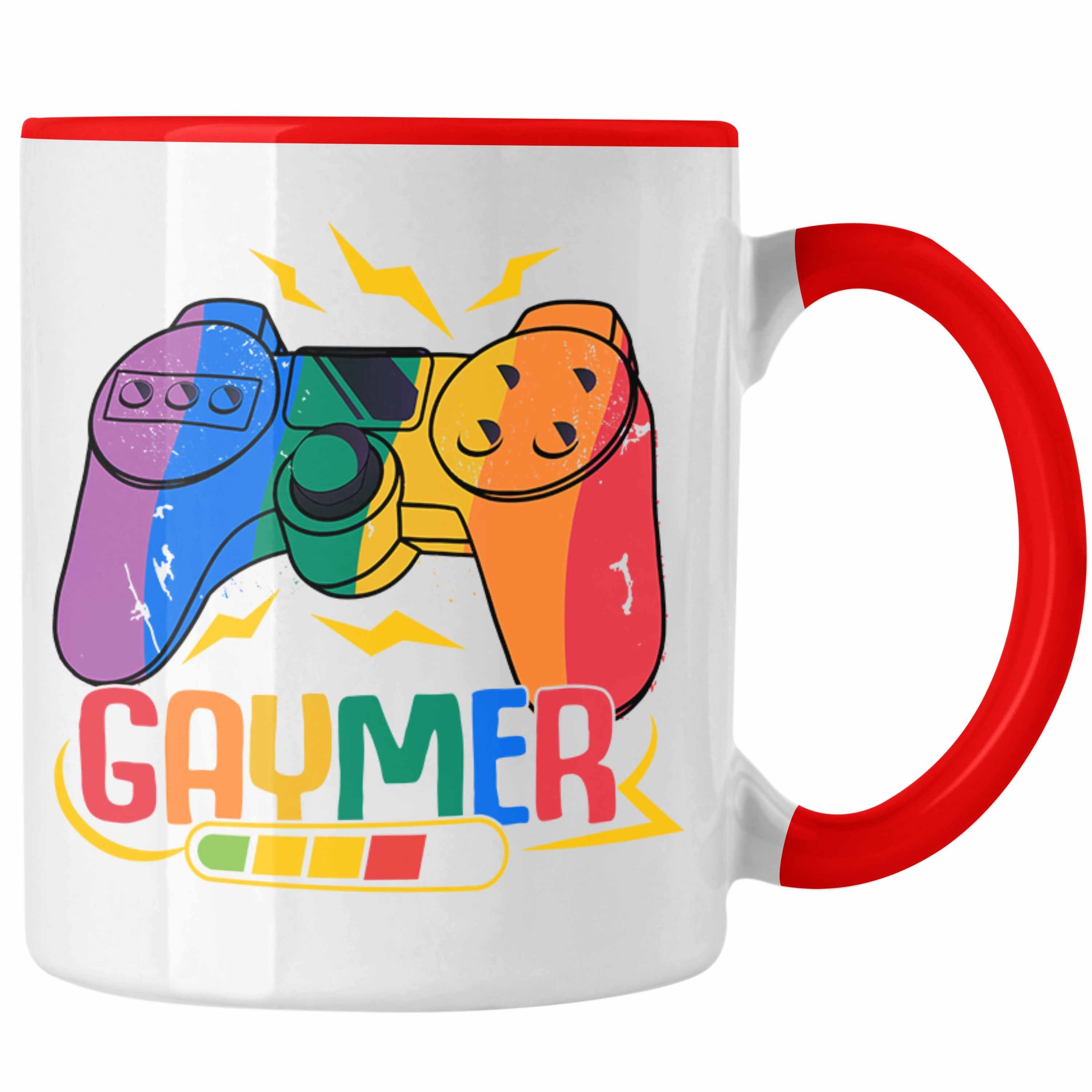 Trendation Tasse Trendation - LGBT Tasse Geschenk für Schwule Lesben Transgender Gaymer Regenbogen Lustige Grafik Regenbogen Rot