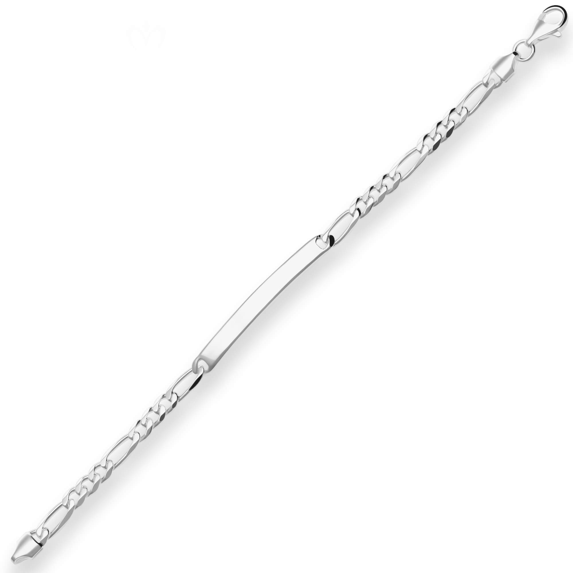 Silberarmband 5,5mm Id-Armband Figarokette diamantiert aus 925 Silber 21cm