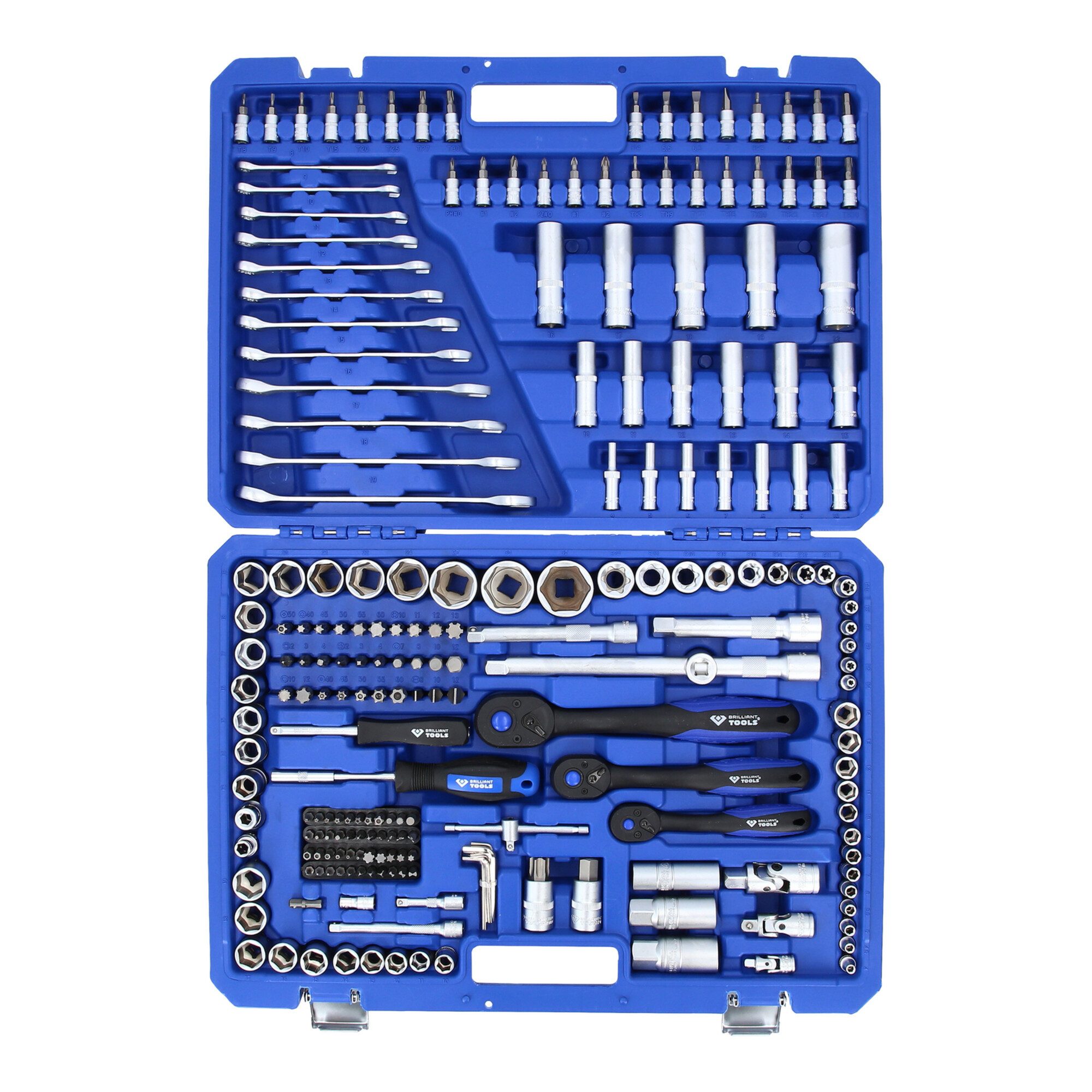 Brilliant Tools Steckschlüssel Brilliant Tools Steckschlüssel-Satz, 216-tlg, 1/4 Zoll, 3/8 Zoll, 1/2