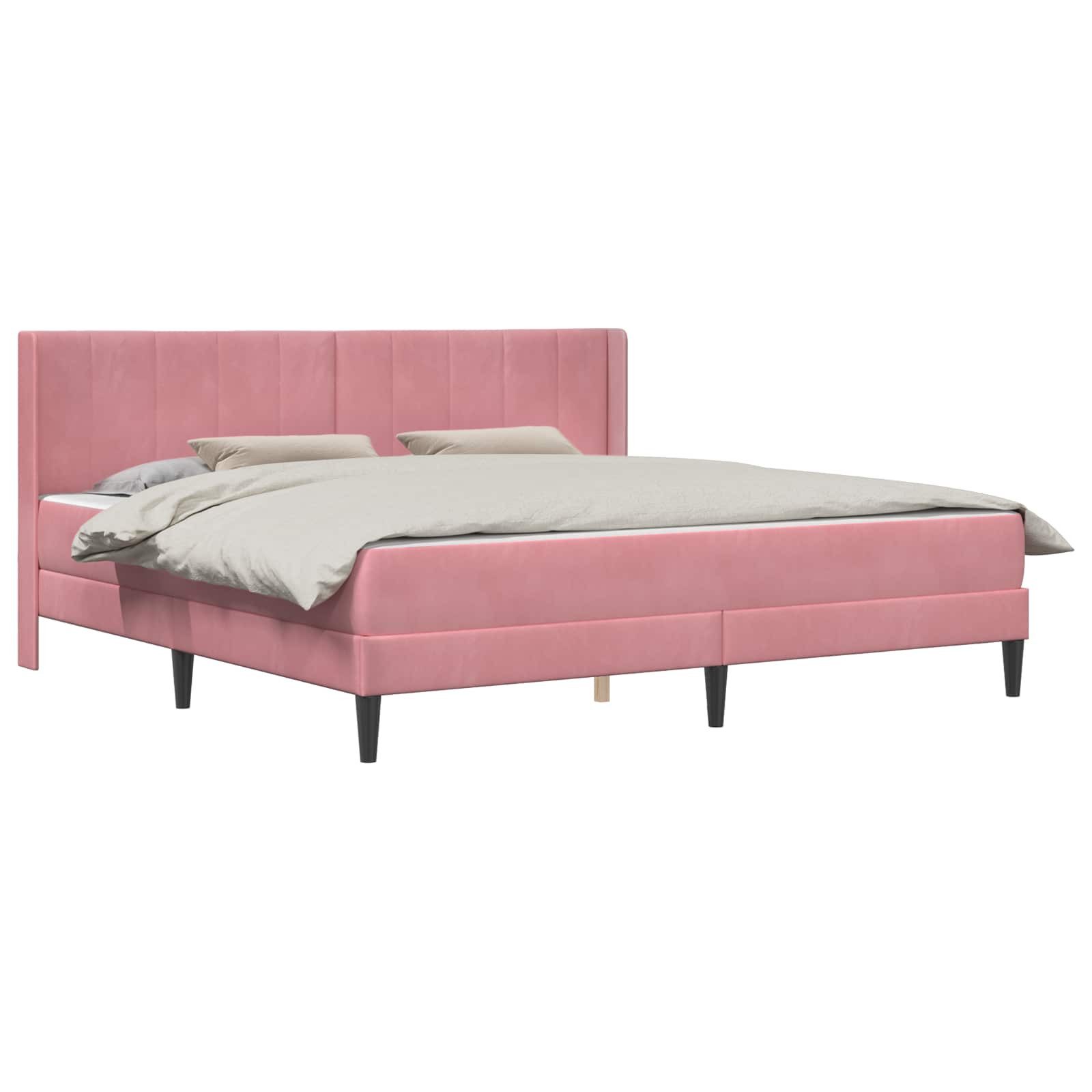 Bett Bettgestell mit Matratze mit Kopfteil Rosa 200 x 200 cm Samt