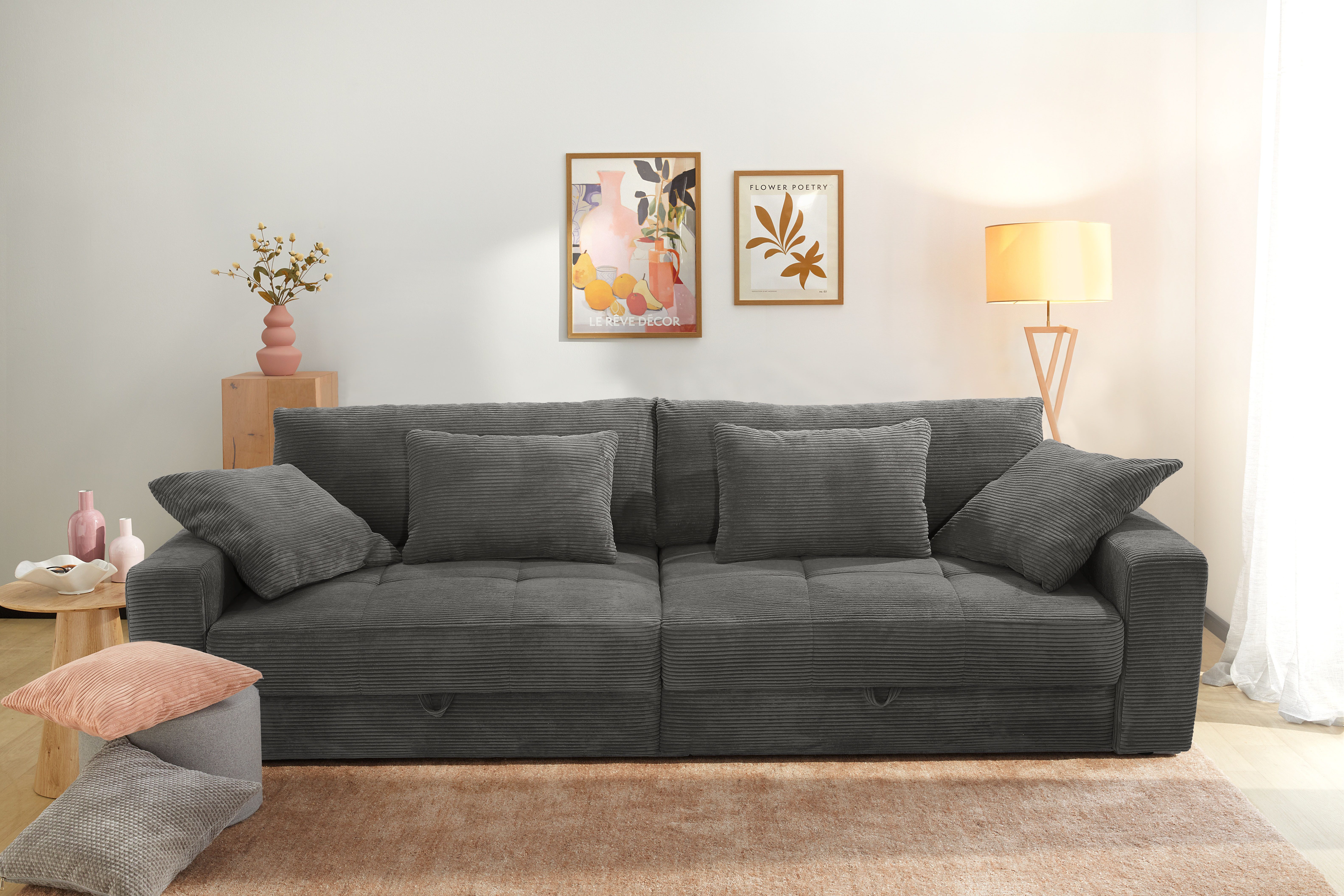 Jockenhöfer Gruppe Big-Sofa Space XL, B: 284 cm, Mega-Sofa mit Bettkasten & 4 Zierkissen