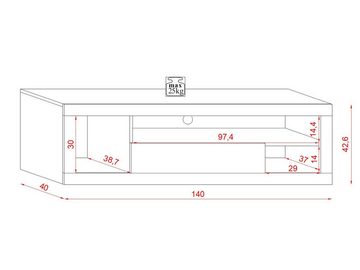 Domando Lowboard Lowboard Pordenone, Breite 140cm, Push-to-open-System