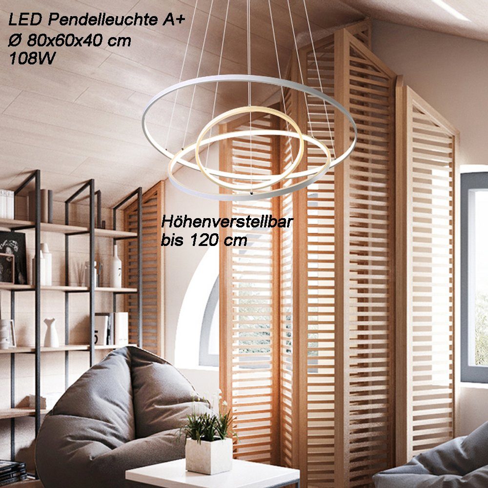 Euroton LED Pendelleuchte LED Pendelleuchte 2130 LED Hängelampe mit Fernbedienung, LED fest integriert, kalt - warm, 7000 k - 3000 k stufenlos einstellbar – Bild 2 von 5