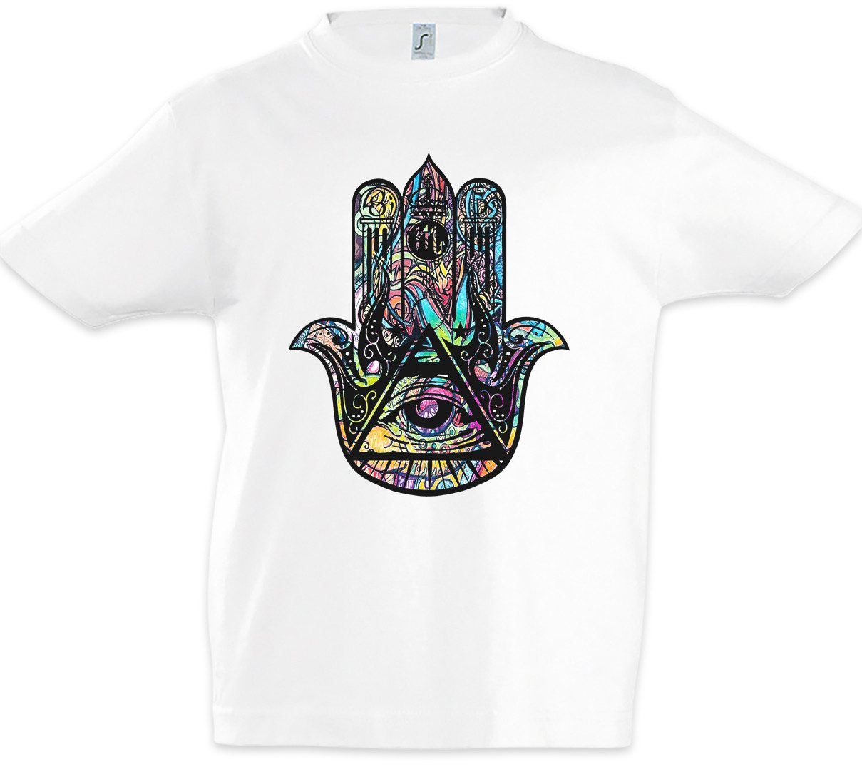 Print-Shirt Illuminati Hand Hamsa Kinder T-Shirt Illuminaten Freimaurer Society