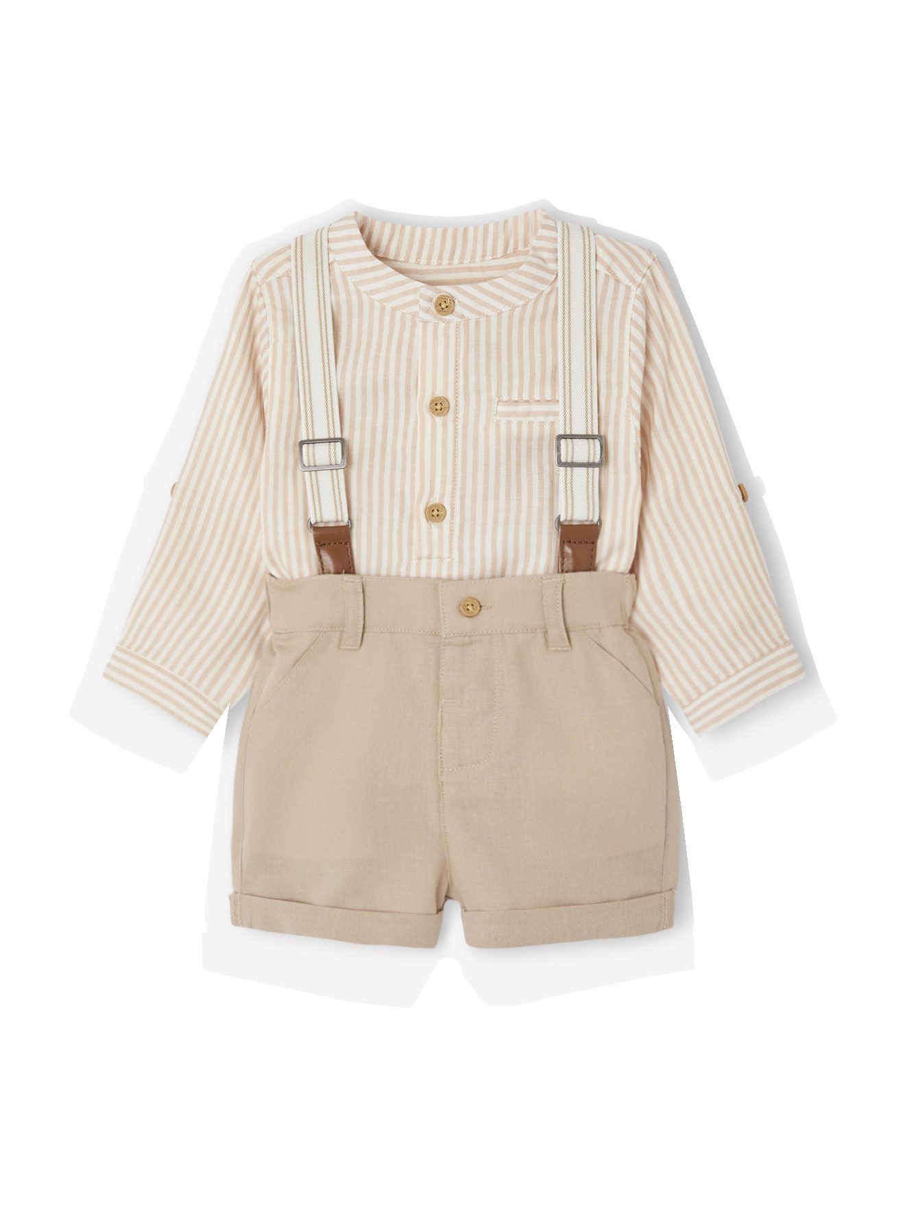 vertbaudet Shorts Festliches Baby-Set: Hemd, Shorts & Hosenträger