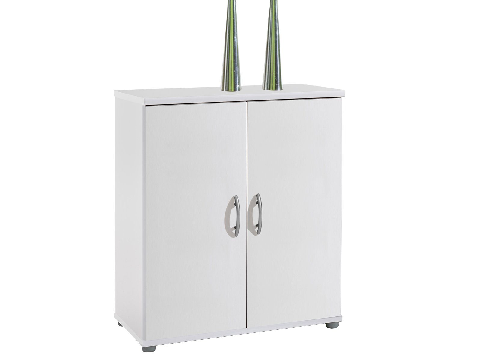 PREISBRECHER Kommode Lissy, 60 x 70 x 30 cm (B/H/T), Kommode aus Spanplatte in weiß mit 2 Türen und 1 Einlegeboden