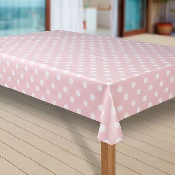 laro Tischdecke Wachstuch-Tischdecken Abwaschbar Punkte rosa weiss rechteckig