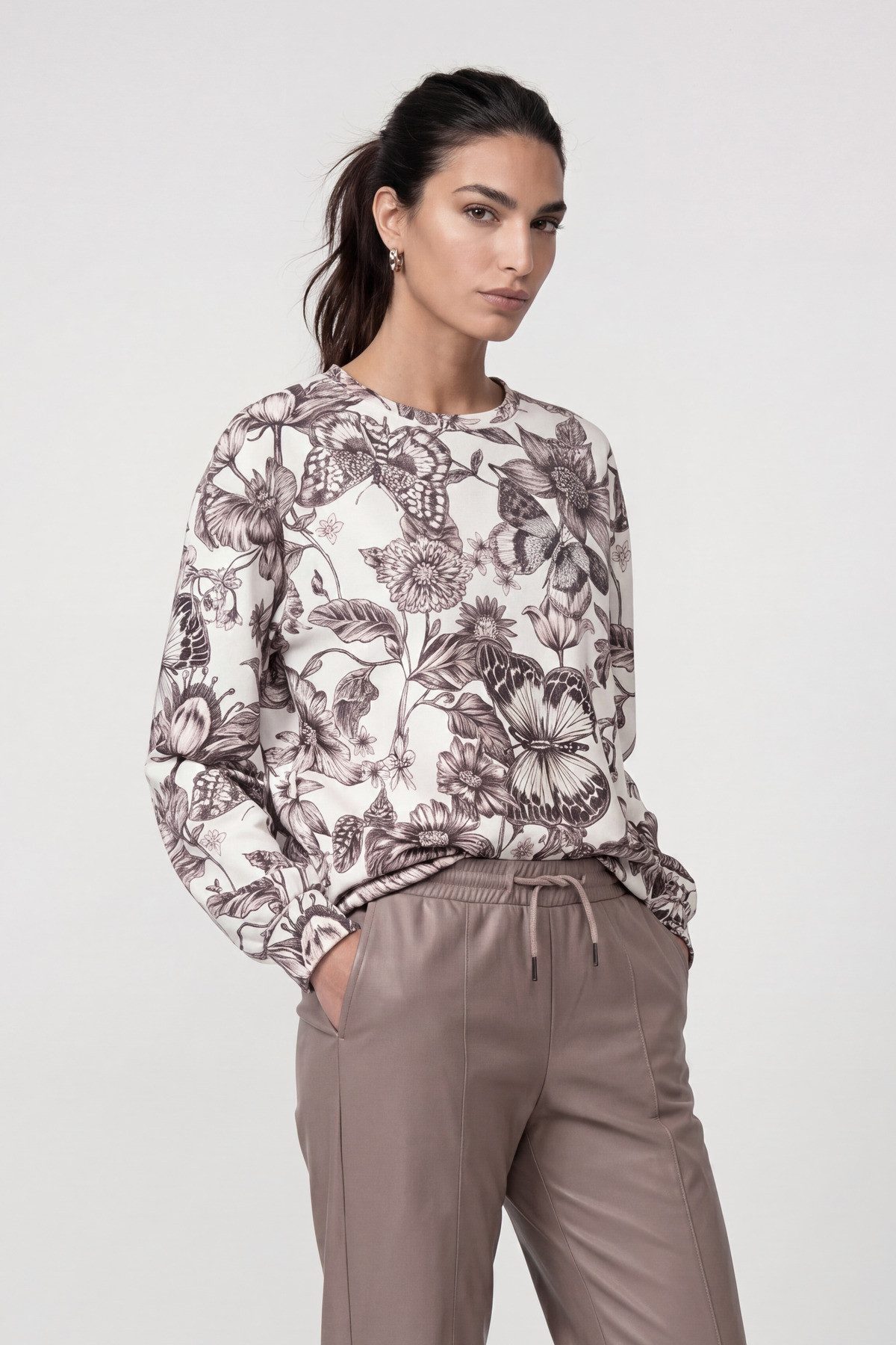 Monari Sweatshirt Sweatshirt Blume allover Regular fit mit Blumenmuster