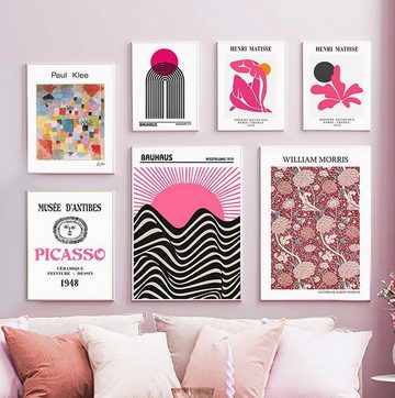 TPFLiving Kunstdruck (OHNE RAHMEN) Poster - Leinwand - Wandbild, Pablo Picasso - Museé D' Antibes - Paul Klee - (Henri Matisse - William Morris - Bauhaus), Farben: rosa, schwarz und weiß - Größe 10x15cm