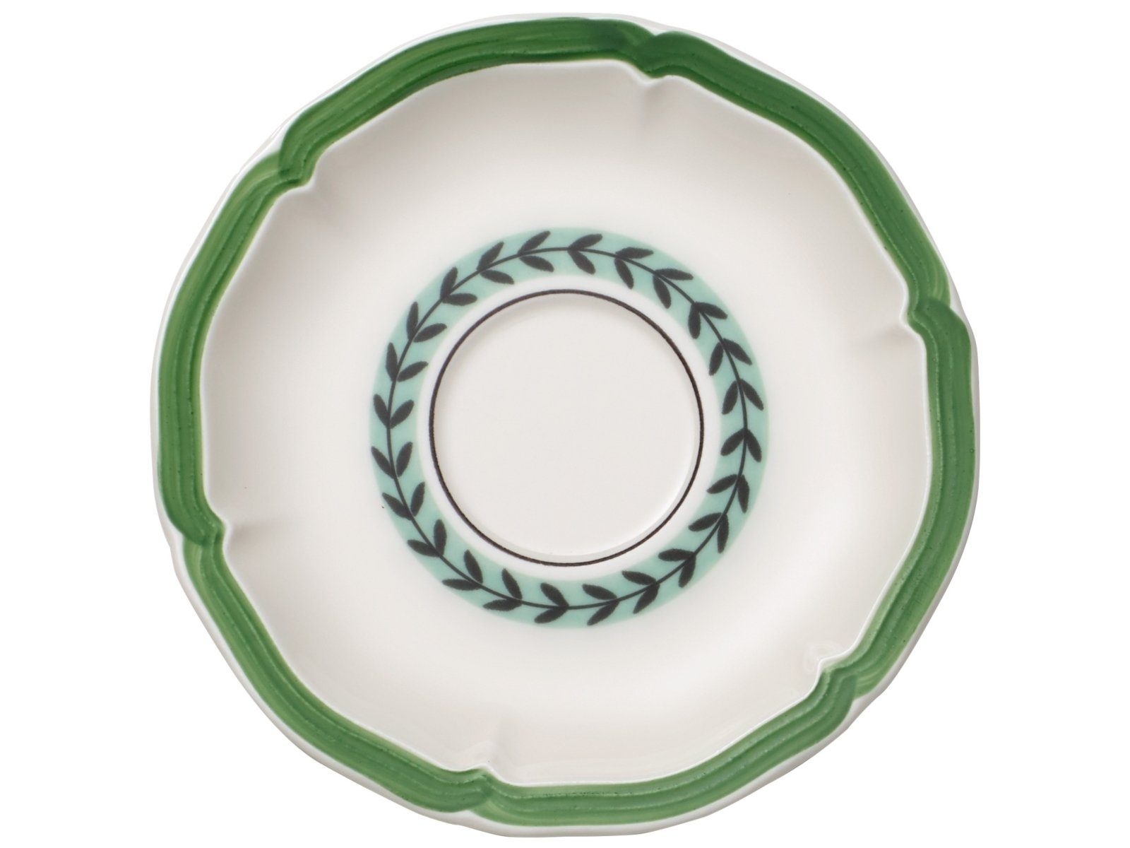 Villeroy & Boch Latte-Macchiato-Glas French Garden Green Line Frühstücksuntertasse 17cm, Premium Porcelain