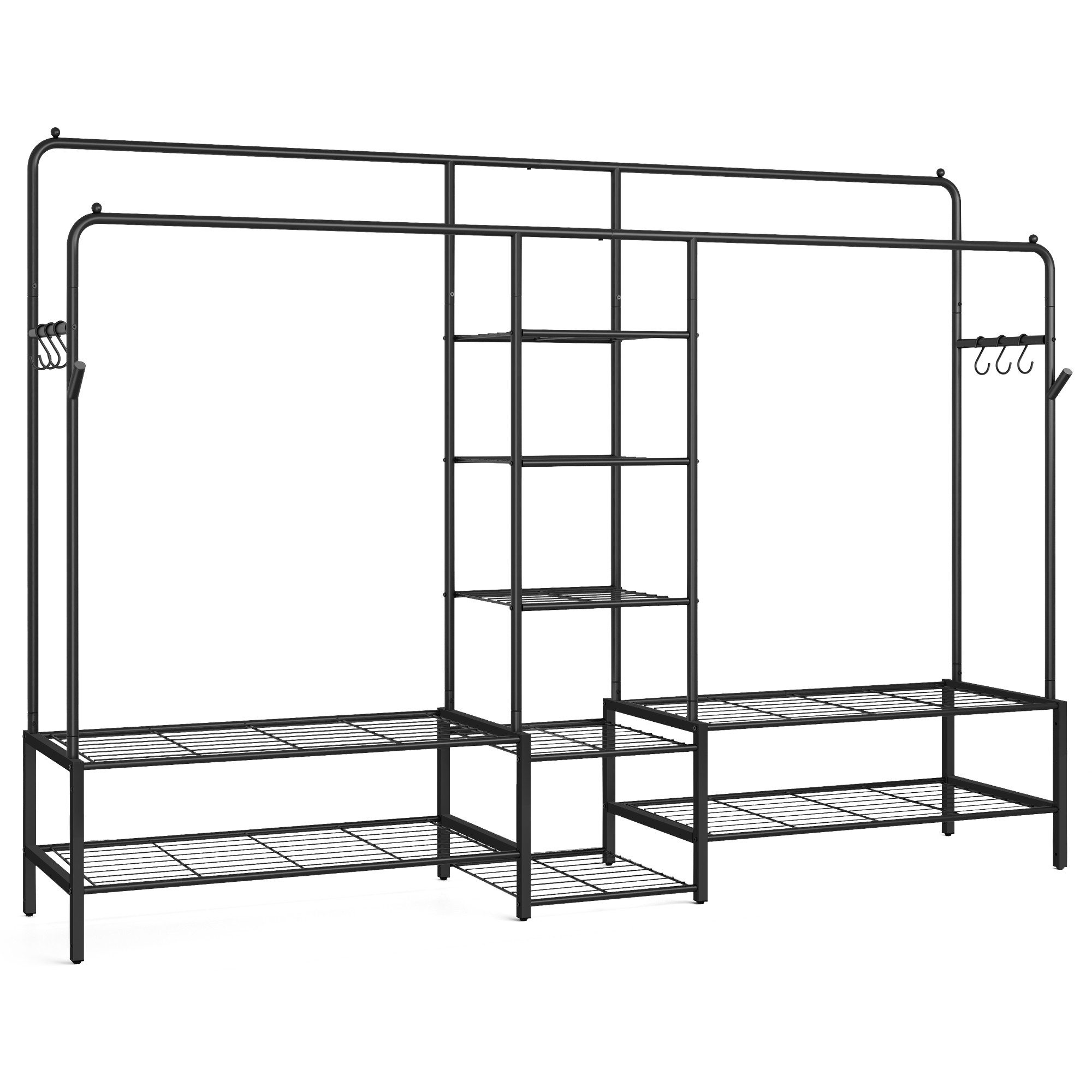 SONGMICS Kleiderständer, offener Kleiderschrank mit 9 Ablagen, Metallrahmen günstig online kaufen