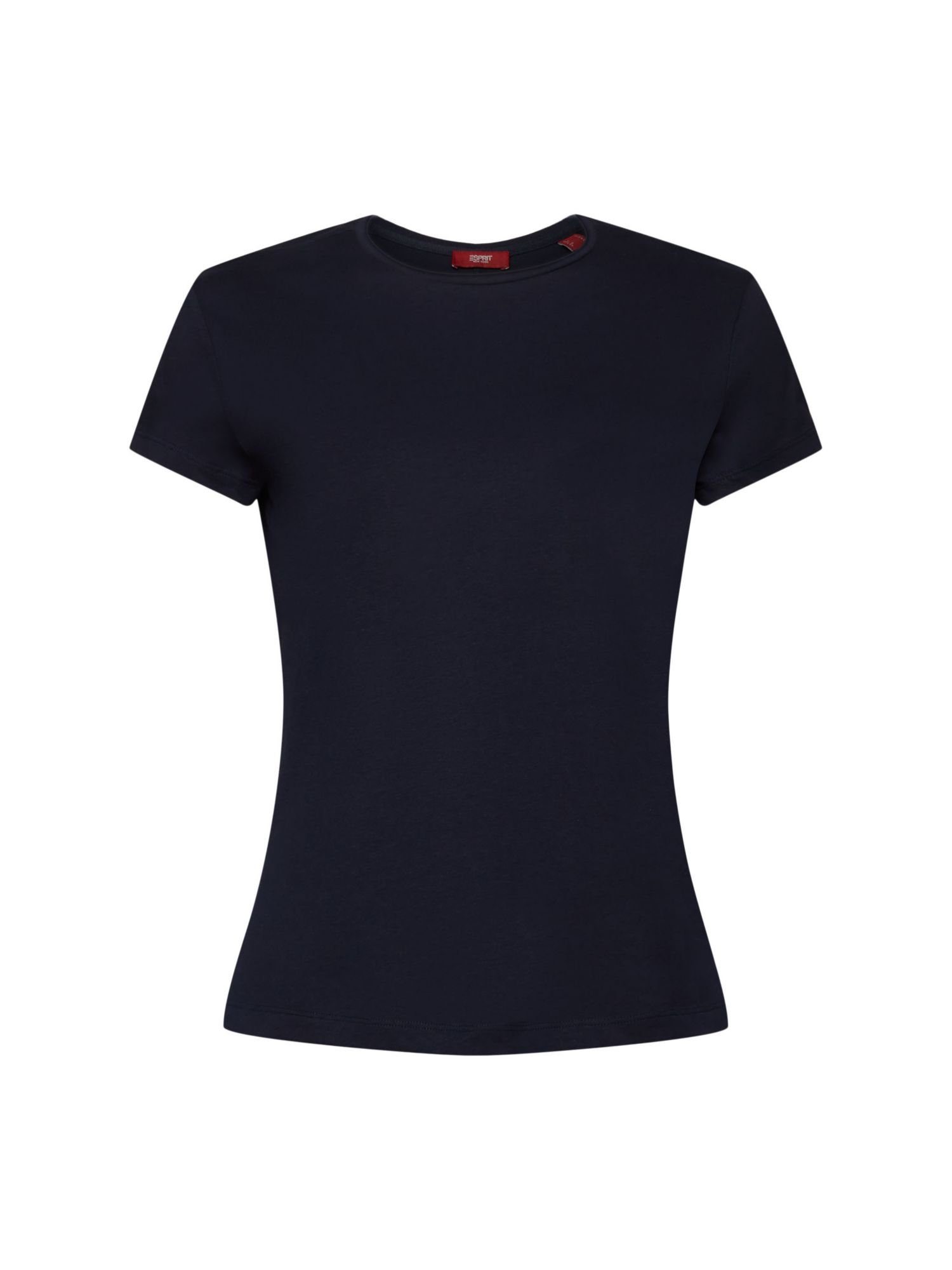 Esprit T-Shirt T-Shirt mit Rundhalsausschnitt, 100 % Baumwolle (1-tlg) NAVY