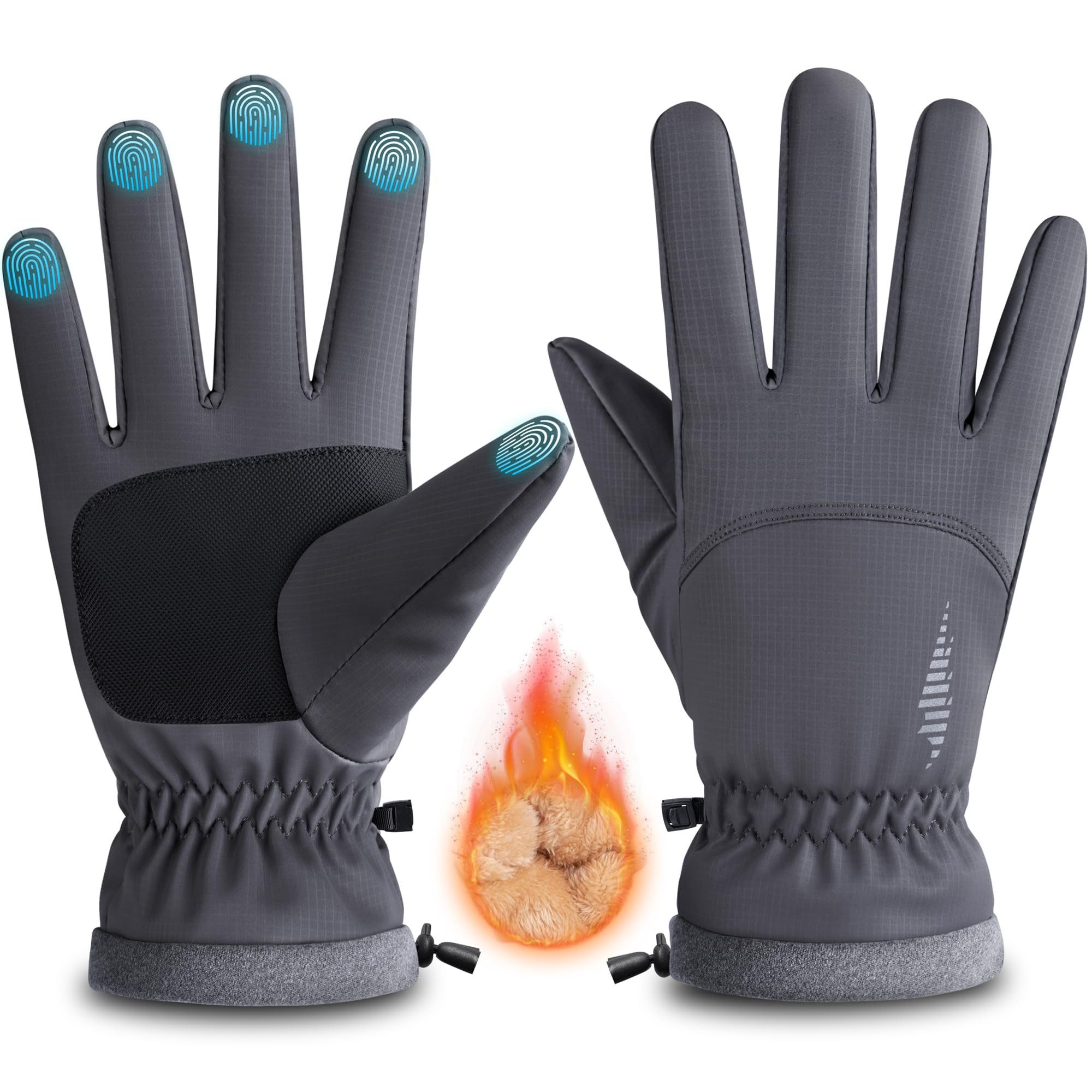 Zaewry Fahrradhandschuhe Wasserdichte Winterhandschuhe für Herren Damen, Multisporthandschuhe Thermo Warme Fahrradhandschuhe mit Touchscreen, Warme Skihandschuhe
