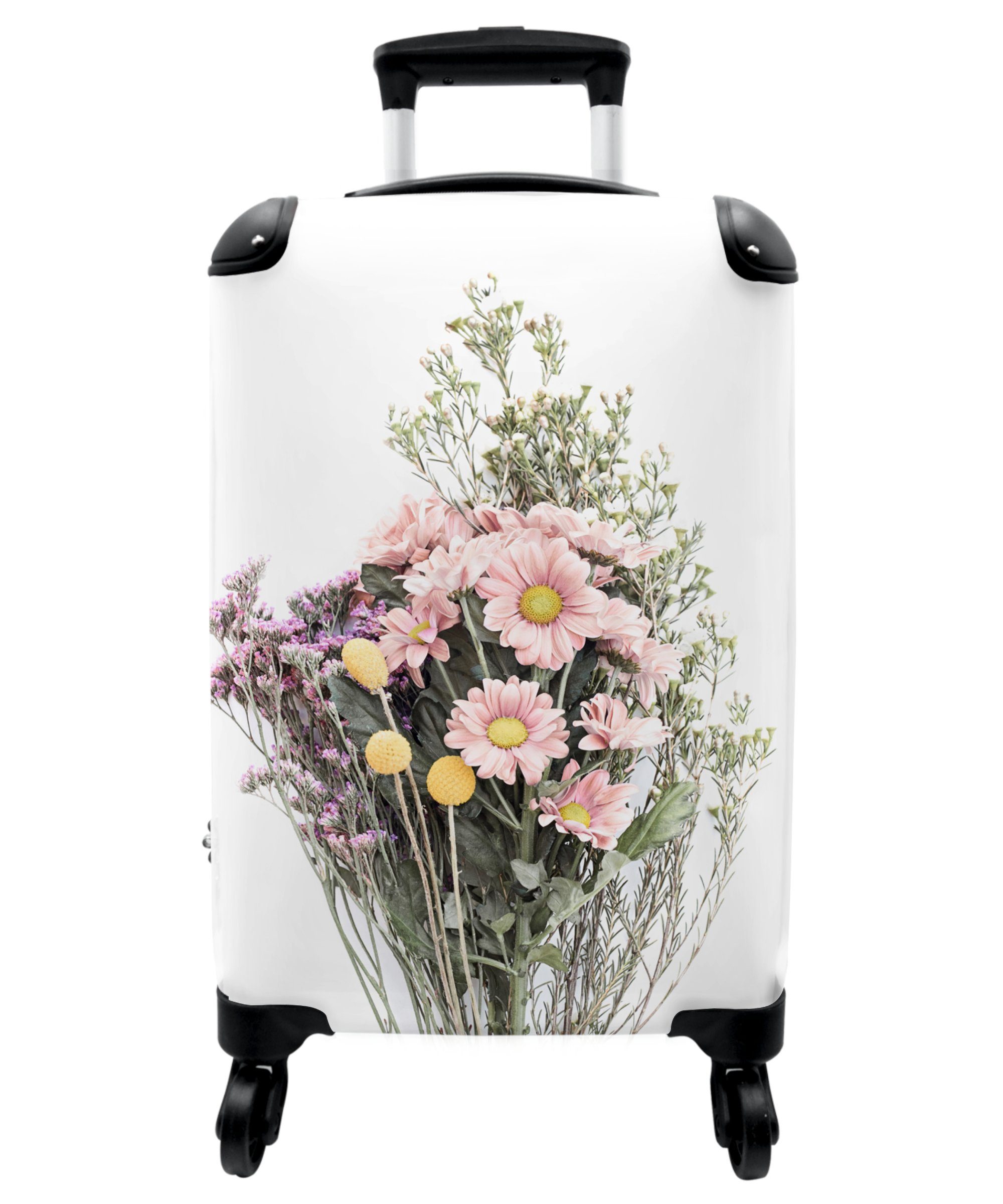 - 4 Frühling, mit Handgepäck - - Rollkoffer Blumen Cabin Natur 4 Trolley Reisekoffer Pflanzen Handgepäckkoffer - 55x35x20cm Kleine Rollen NoBoringSuitcases.com© Strauß Rollen, -