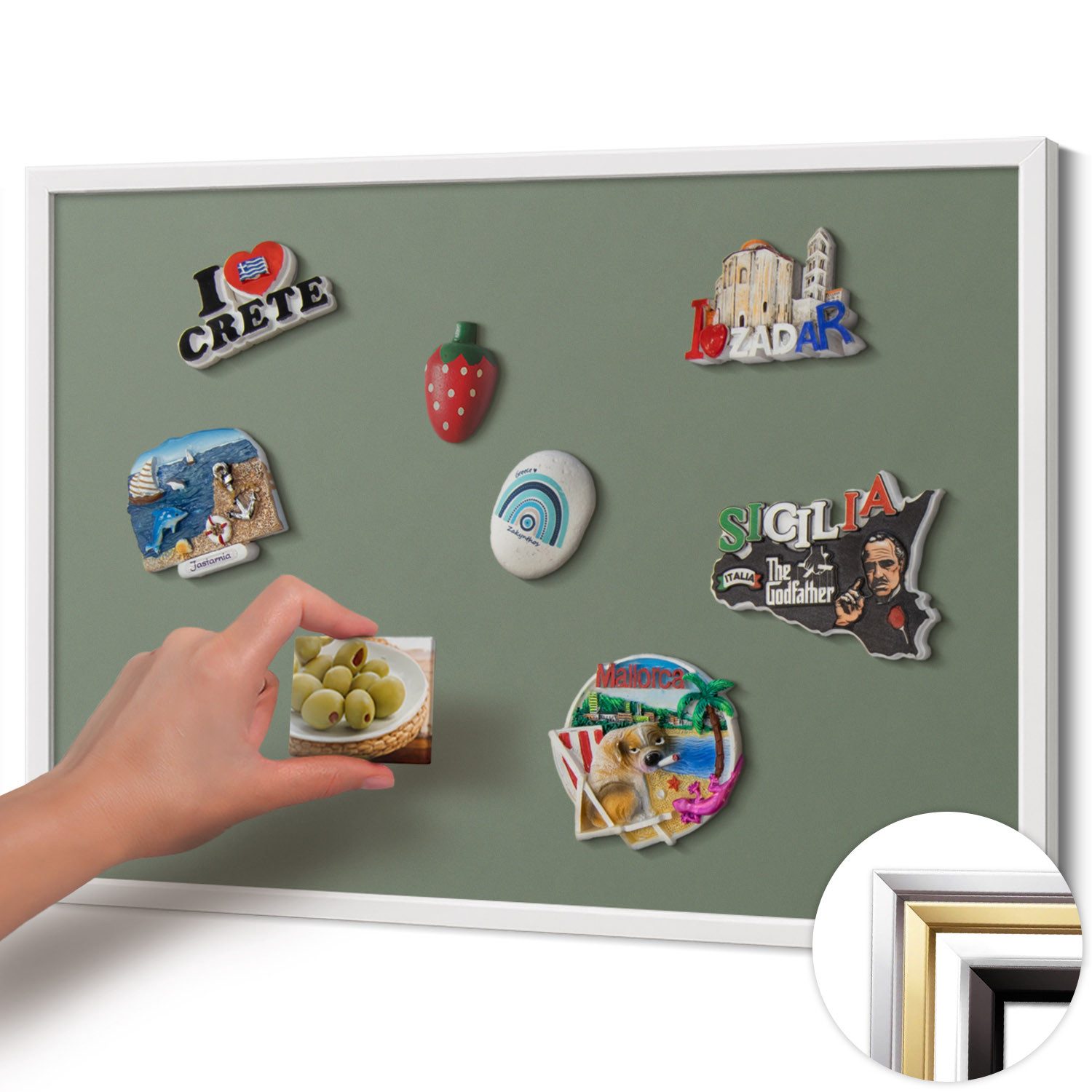 Tulup Magnettafel mit weißem Rahmen, Magnettafel mit Farbvariationen, Wandtafel, Magnetisches Memoboard Dekorative für Erinnerungen