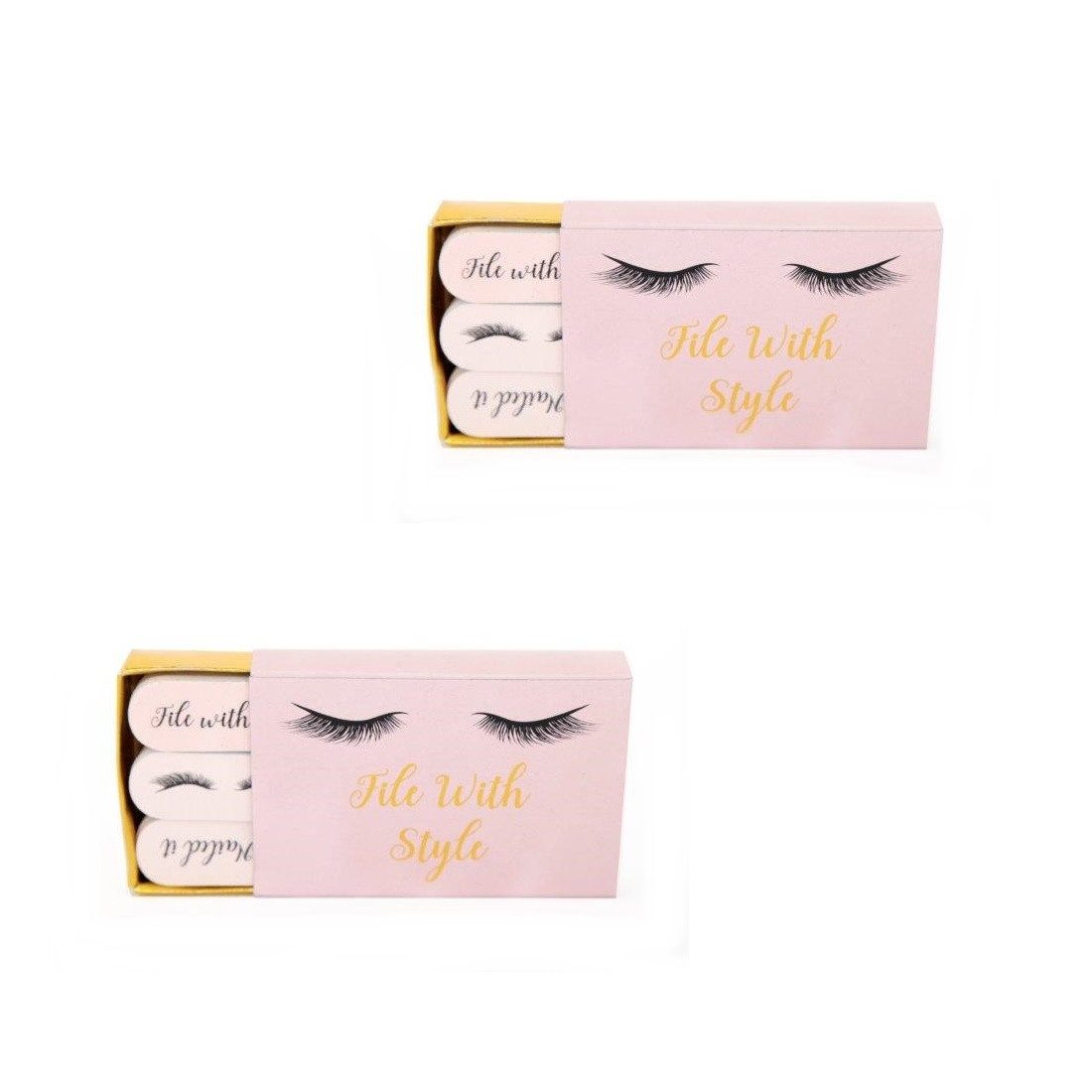 Sifcon Sandblatt-Nagelfeile 2 Sets Mini-Feilen FILE WITH STYLE für die Handtasche, 18-tlg., handlich klein, Mini-Format, praktisch für die Reise, gepolstert