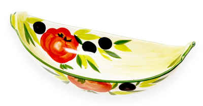 Lashuma Obstschale »Tomate Olive«, Keramik, Servierschale aus Italien, Ovale Salatschüssel handgemacht