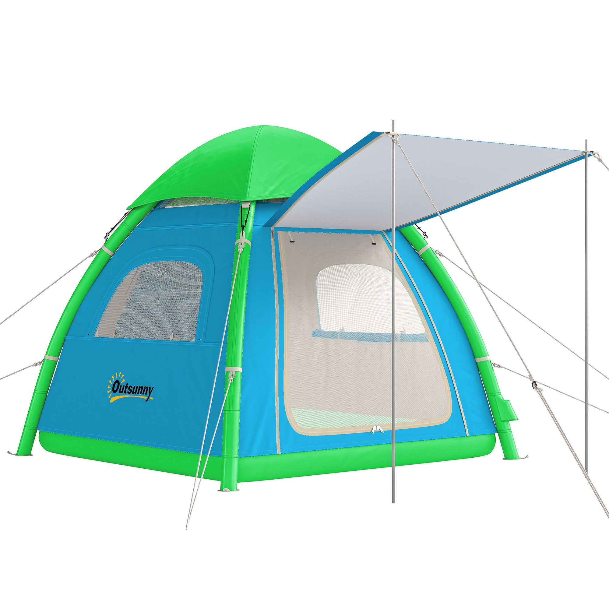 kowdom aufblasbares Zelt Aufblasbares Zelt 3 Personen, 2 Min Aufbau, 190 cm Stehhöhe, blau, Personen: 3 (Campingzelt, Komplettzelt für 3 Personen mit Luftpumpe), aufblasbar, 2 Min Aufbau, 190 cm Stehhöhe, 3000 mm wasserdicht, UV30+