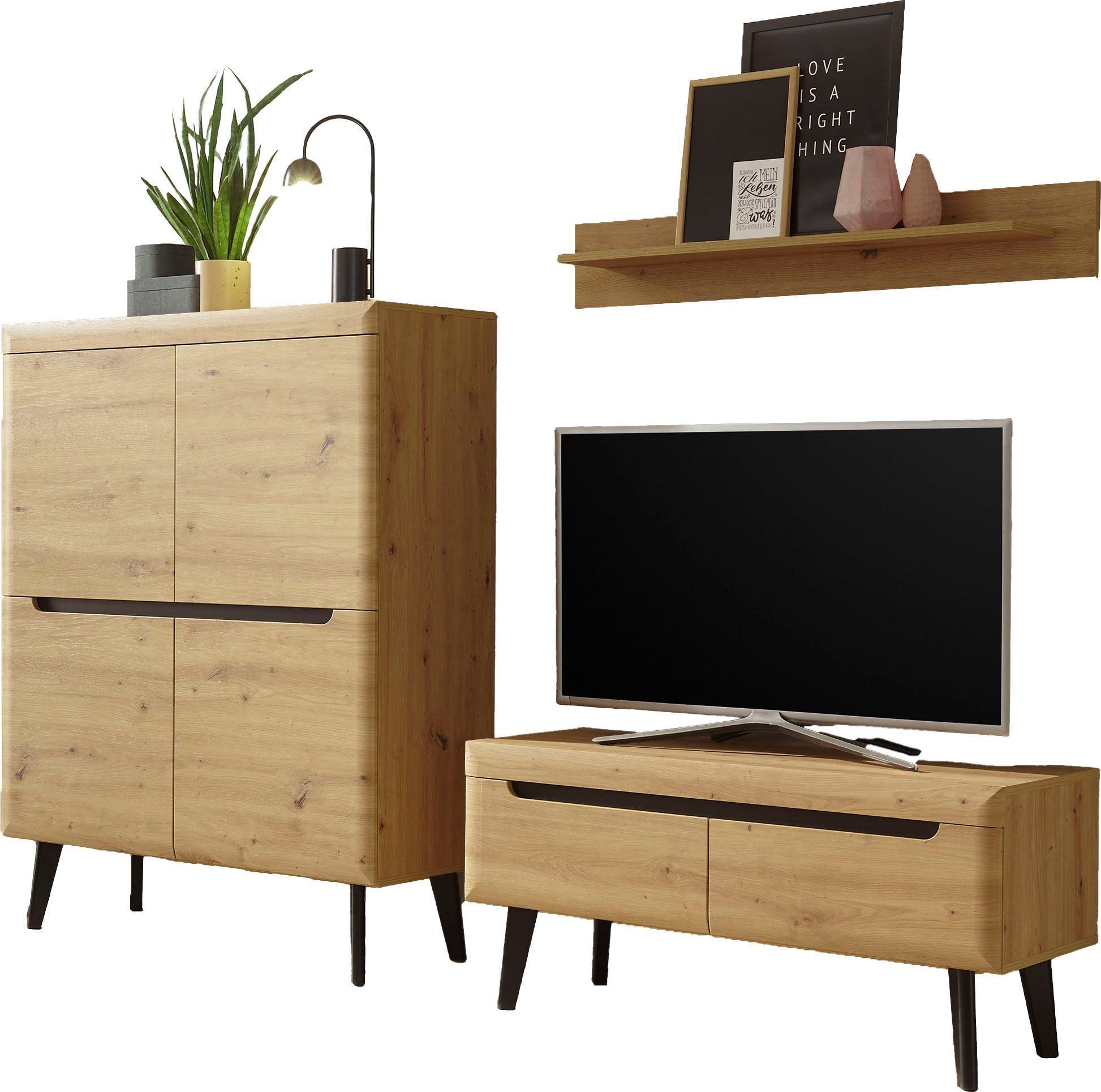 Home affaire Wohnwand Torge, Anbauwand, Schrankwand, Mediawand, Wohnzimmer-Set, (3-St)