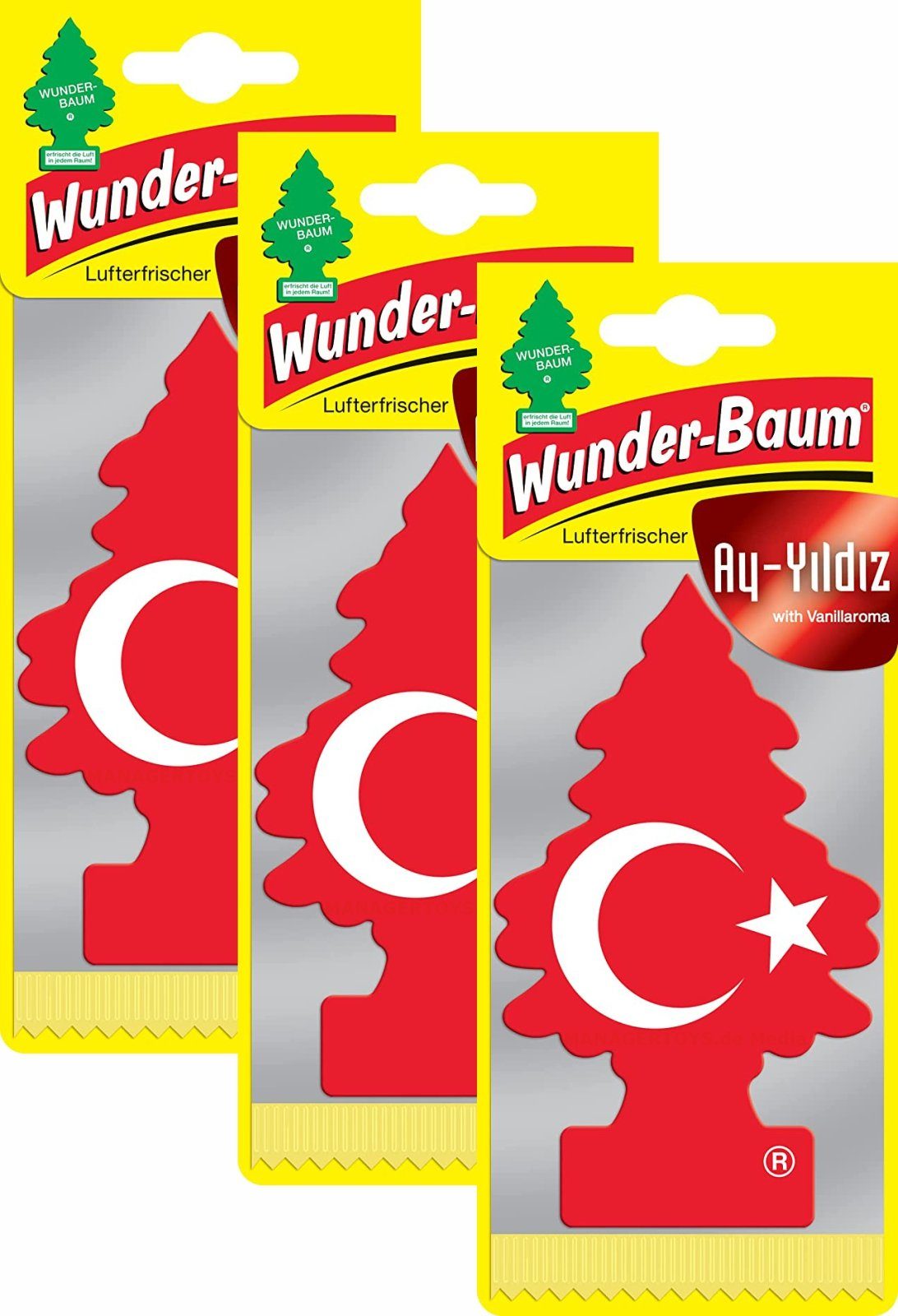 WUNDER-BAUM Black Ice 3er Duftbäumchen Wunderbaum 3 Set Lufterfrischer Wald