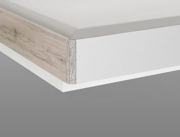 expendio Polsterbett Rubio 2, Sandeiche-weiß Hochglanz, 180x200 cm inklusive 2x Nako + LED