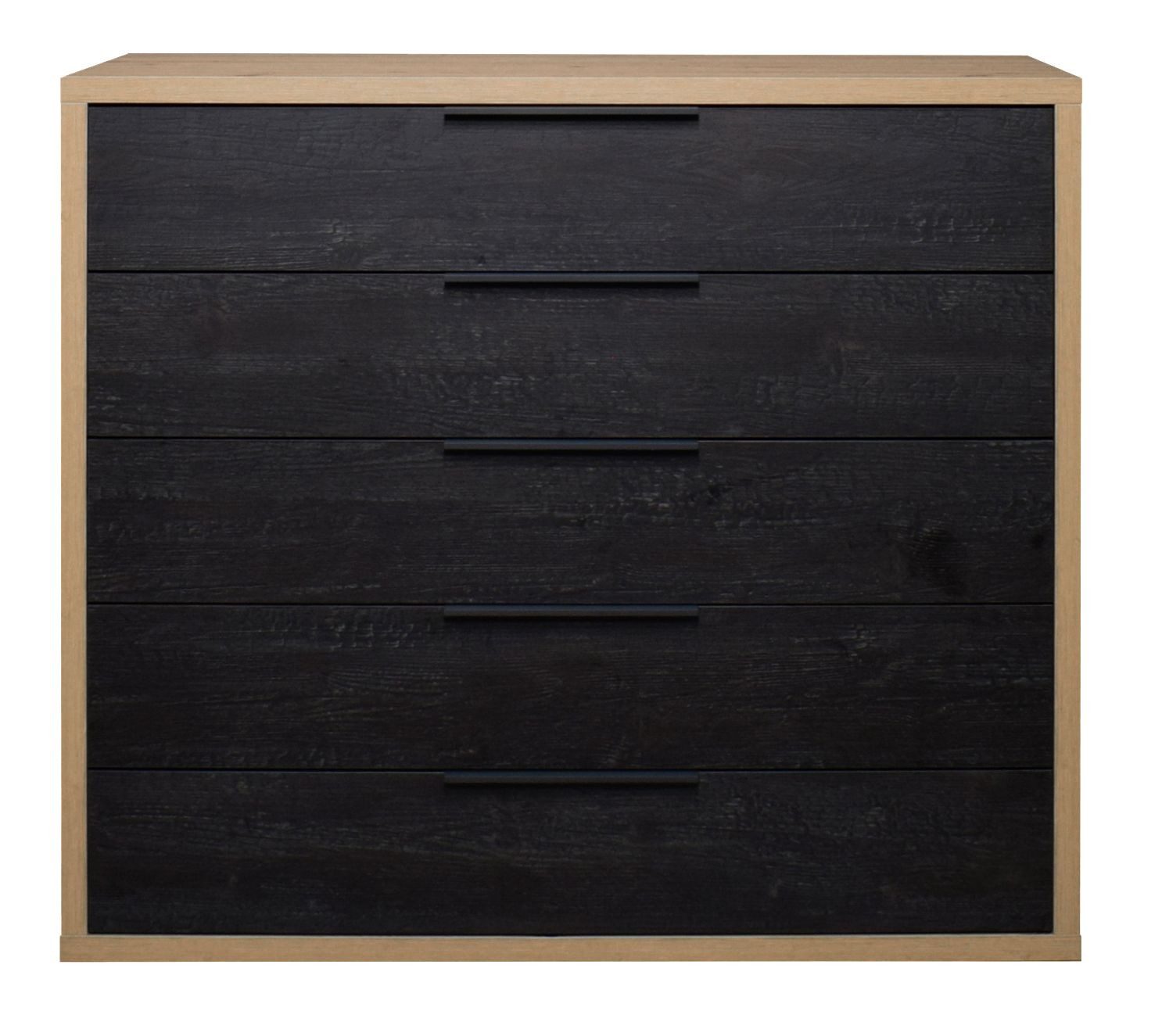 FURNARO Kommode, in asteiche / flamed wood black B/H/T: 122x110x45 cm