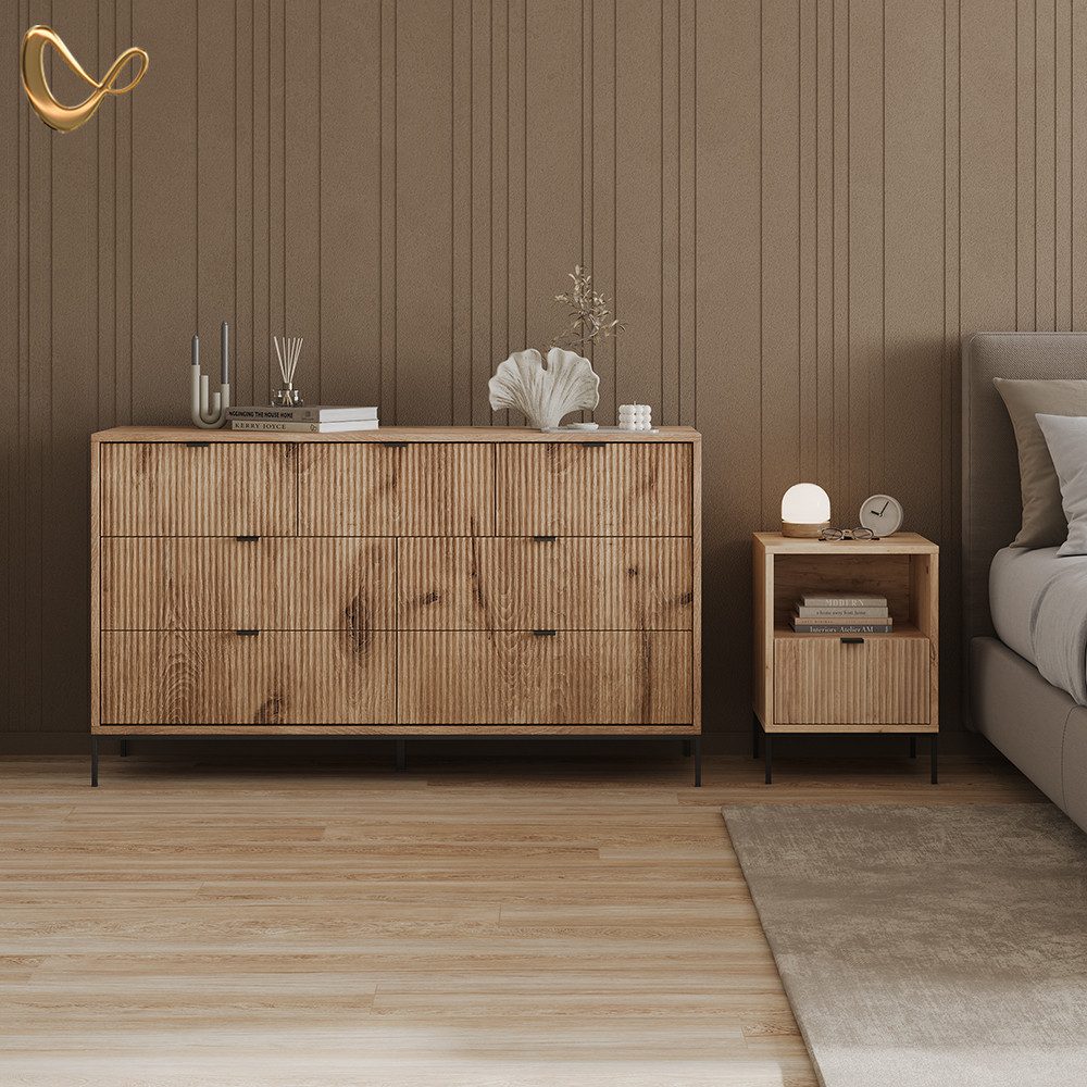 Livinity® Nachtschrank Aterno, Viking Oak, 2er Set (2-St)