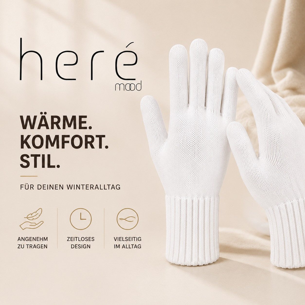 herémood Strickhandschuhe Handschuhe Winter für Damen Herren, Winterhandschuhe, Sport & Fahrrad vollständig bedeckte Finger, Testsiegel SEHR GUT (Note 1,1) – Bild 2 von 5