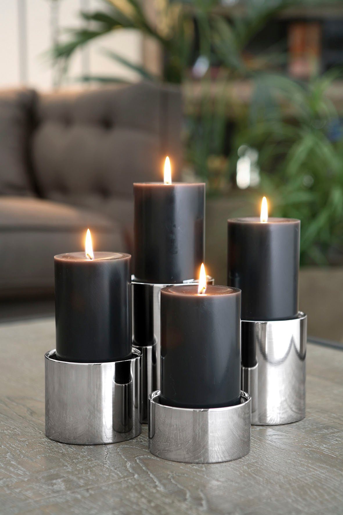 Fink Kerzenhalter SOBRIO (1 St), aus Edelstahl, Ø 10 cm - für Stumpenkerzen günstig online kaufen