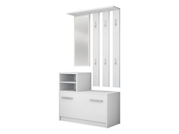 MIRJAN24 Garderoben-Set Kolom, mit 6 Kleiderhaken, Spiegel, Schuhschrank, Wandgarderobe