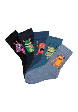 H.I.S Freizeitsocken (5-Paar) mit lustigen Monstermotiven