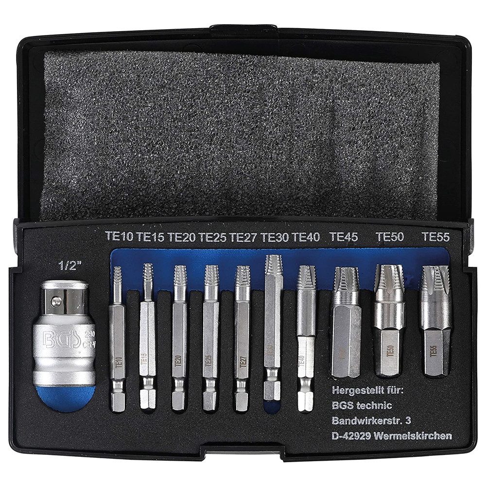 BGS Schraubendreher Schraubenausdreher-Satz, T-Profil (Torx), 11-teilig, T10-T55