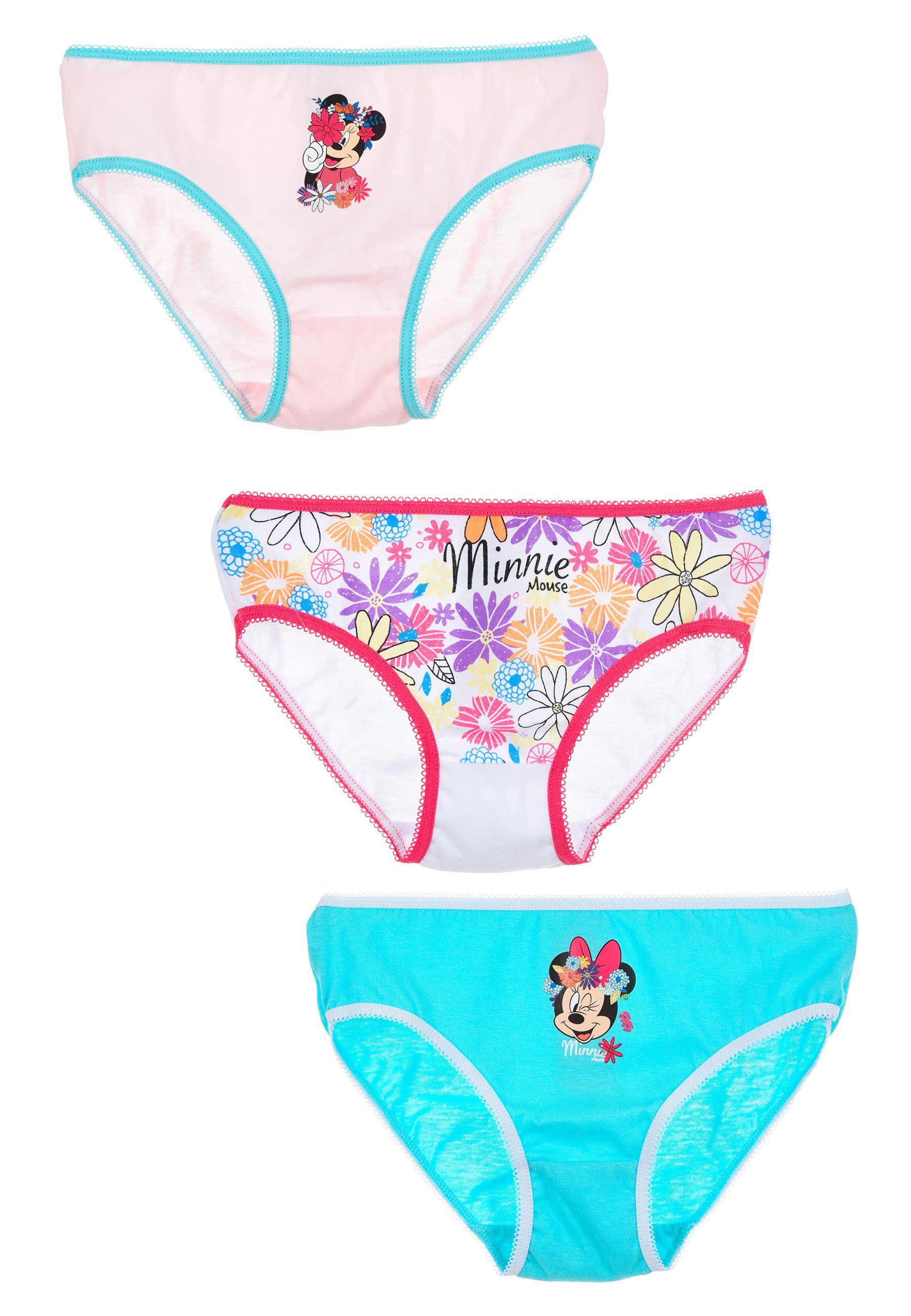 Disney Minnie Mouse Slip Kinder Mädchen Unterhosen Schlüpfer 3er Pack (3-St) Mini Maus