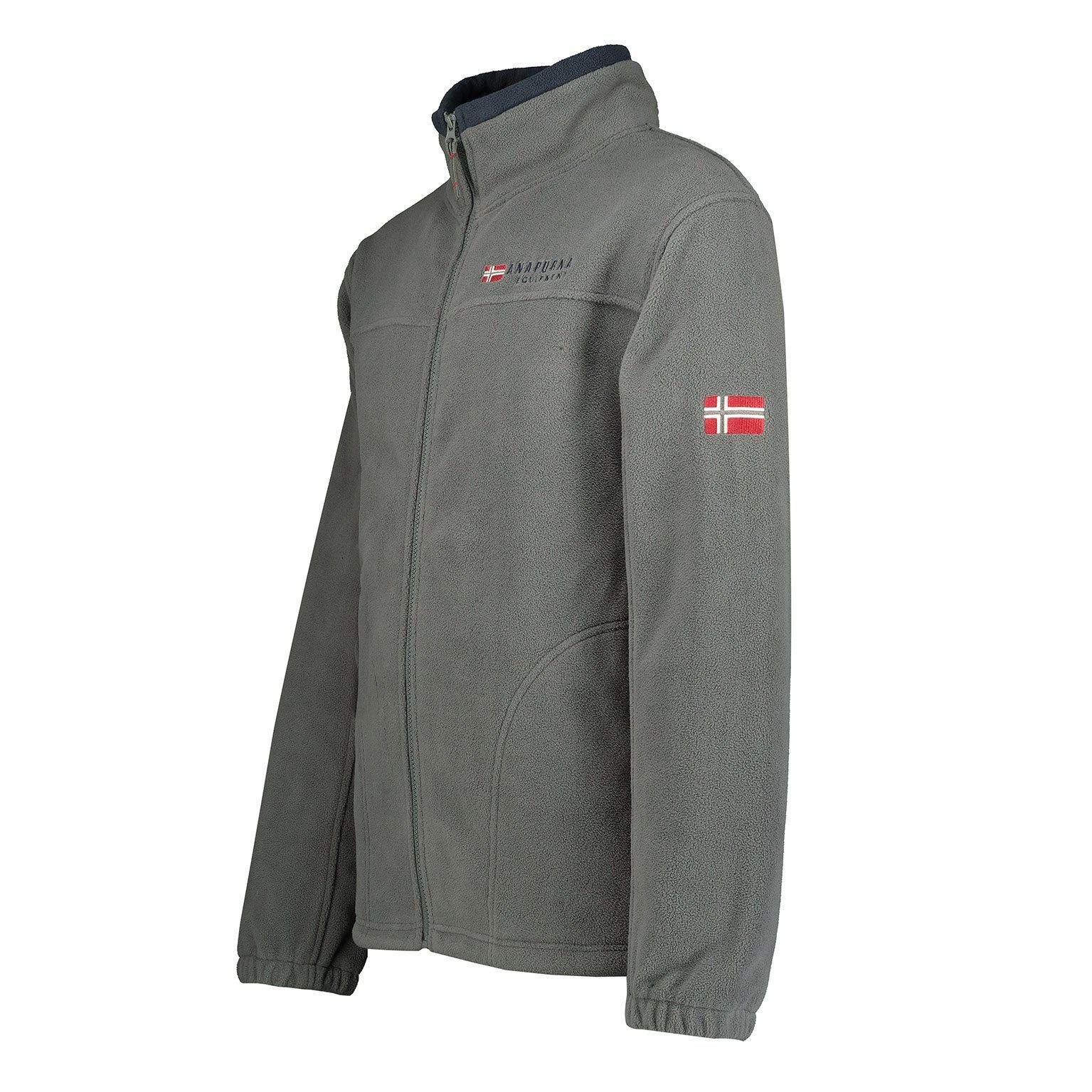 Anapurna Fleecejacke Herren Fleecejacke Outdoor Freizeit Jacke Übergangsjacke in Unifarbe, mit Kapuze, mit Stehkragen