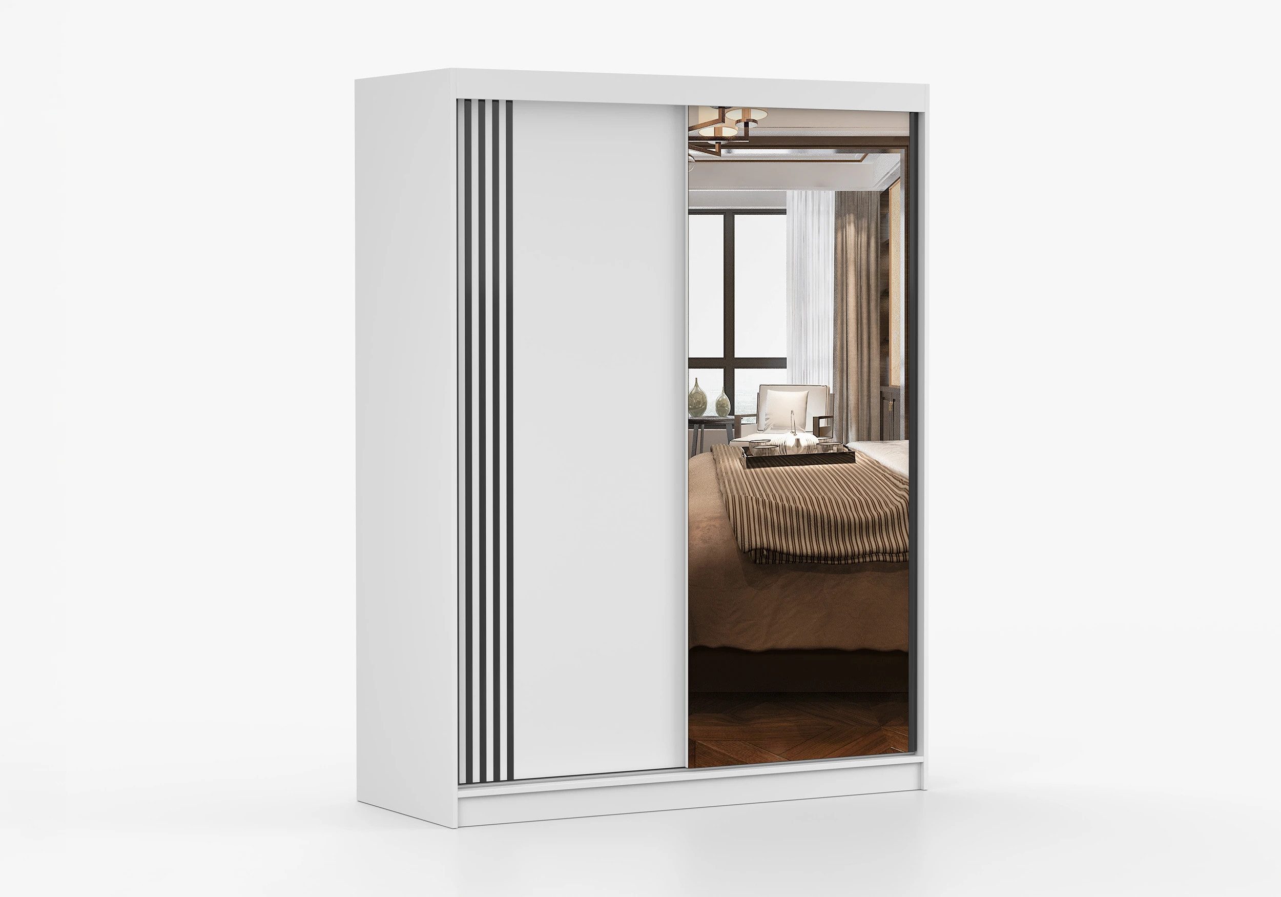 imoebel24 Schwebetürenschrank VISTA 07 150 cm - Weiss / Weiss günstig online kaufen