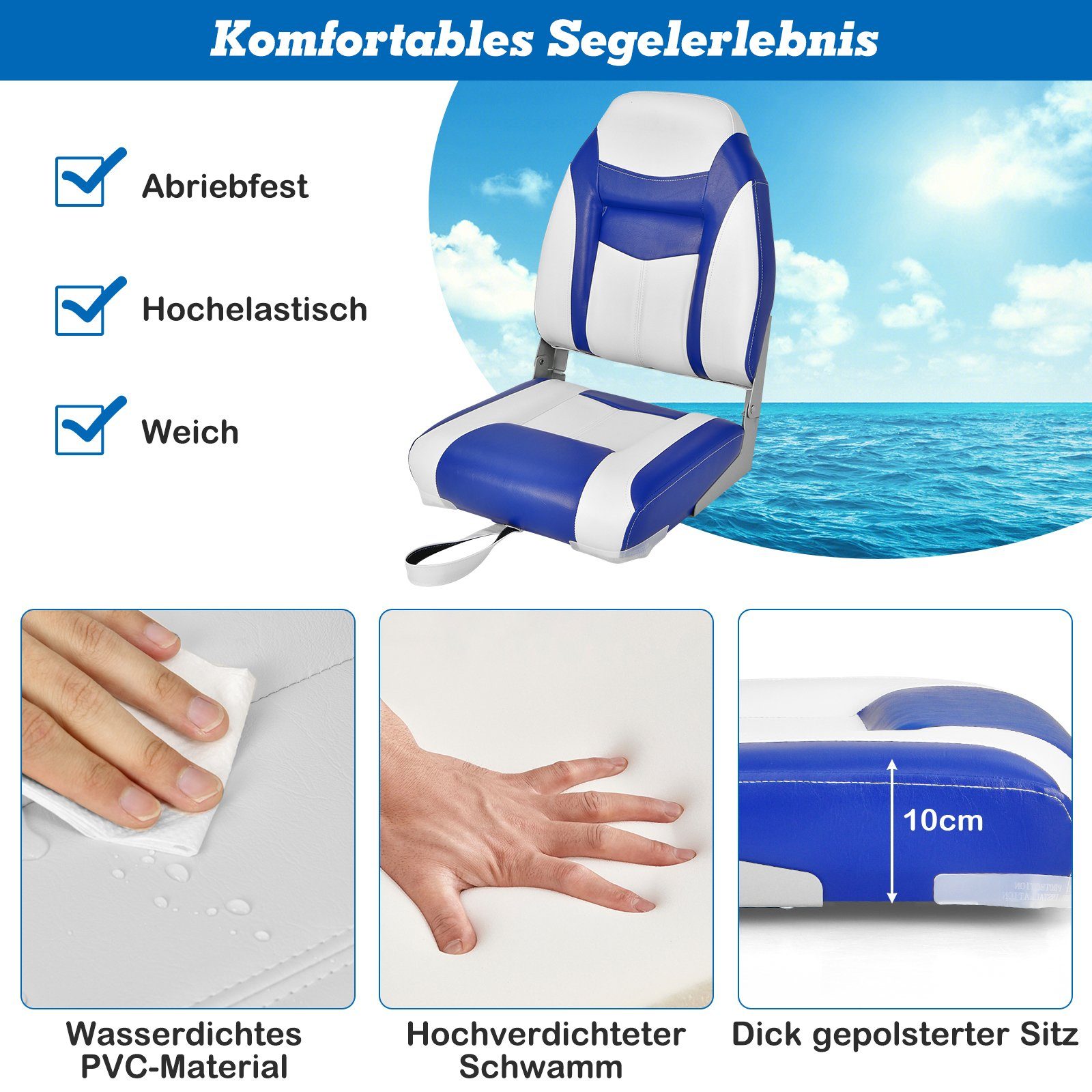 COSTWAY Segelboot Bootsstuhl, Steuerstuhl, (1-St), klappbar