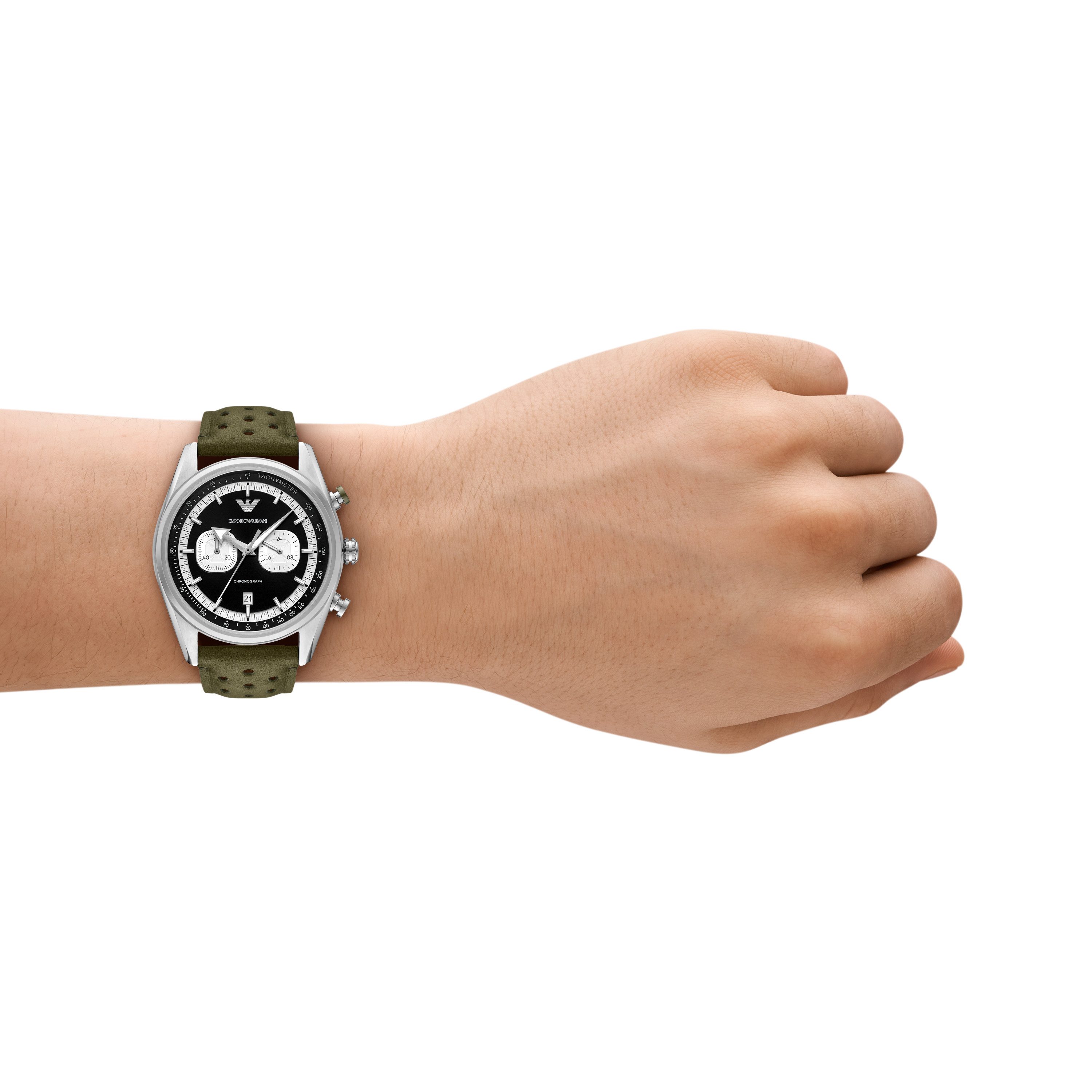 Emporio Armani Chronograph AR11709, Quarzuhr, Armbanduhr, Herrenuhr, Lederarmband, analog, Tag