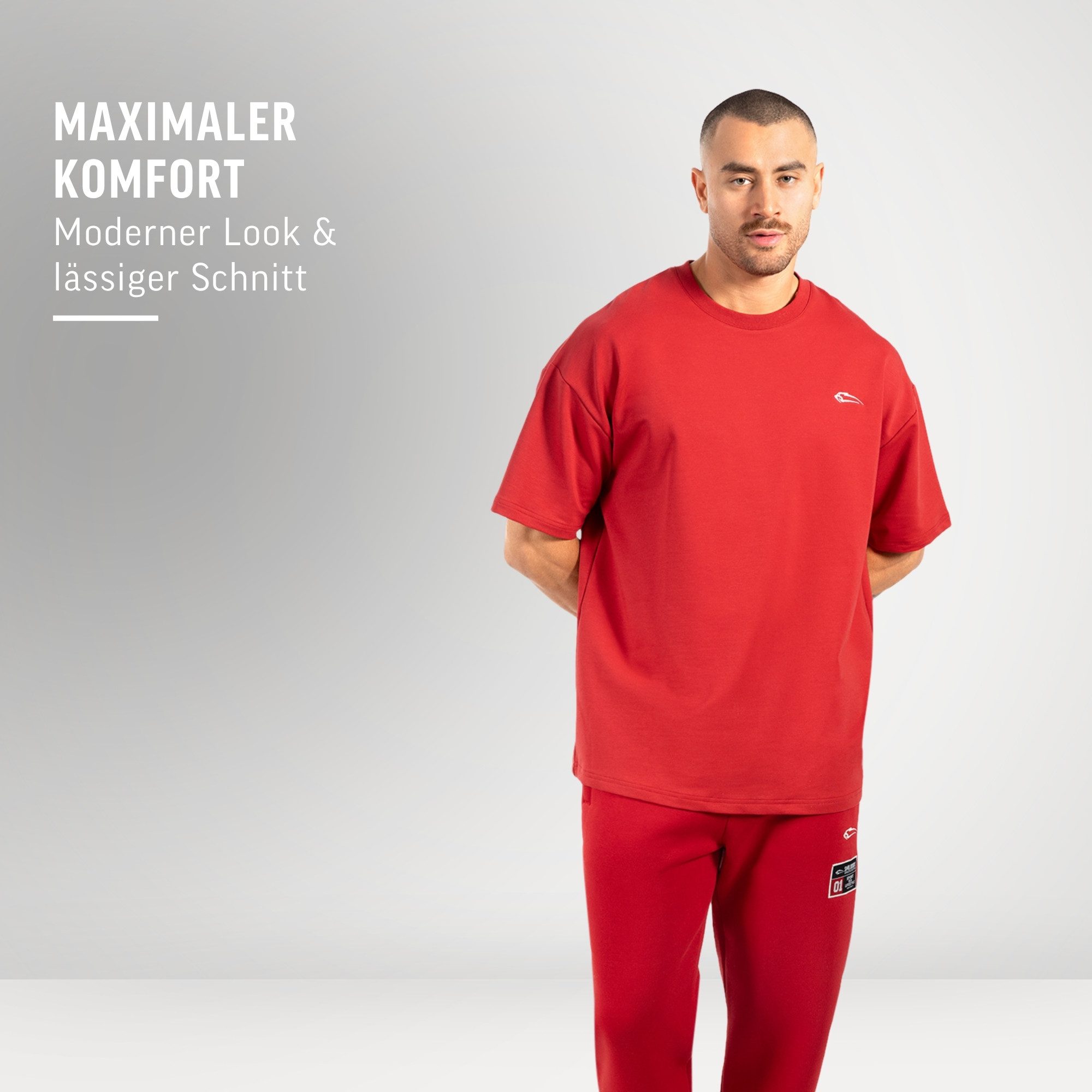 Smilodox T-Shirt Rayk, Locker geschnittenes Oversize Shirt mit auffälligem Backprint Logo auf der Brust und Rundhalsausschnitt für Moderne Streetwear Looks