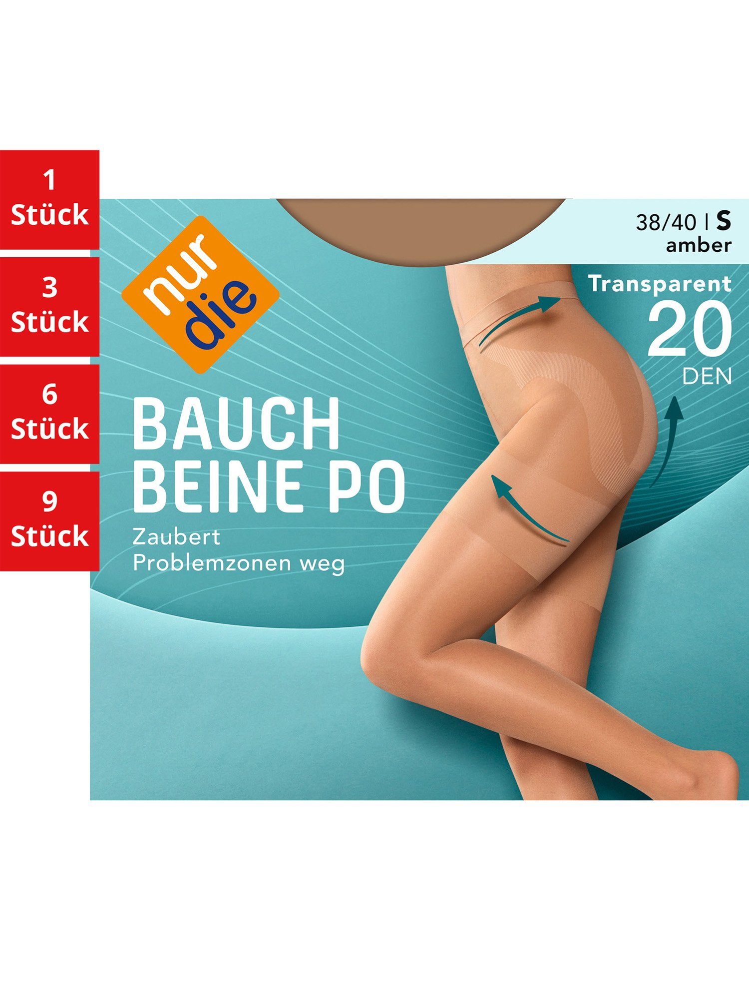 Nur Die Feinstrumpfhose Bauch-Beine-Po 20 DEN Damen (1er/3er/6er/9er Pack 1 St) nylon transparent Fein-strumpfhose durchsichtig frauen multi-pack amber