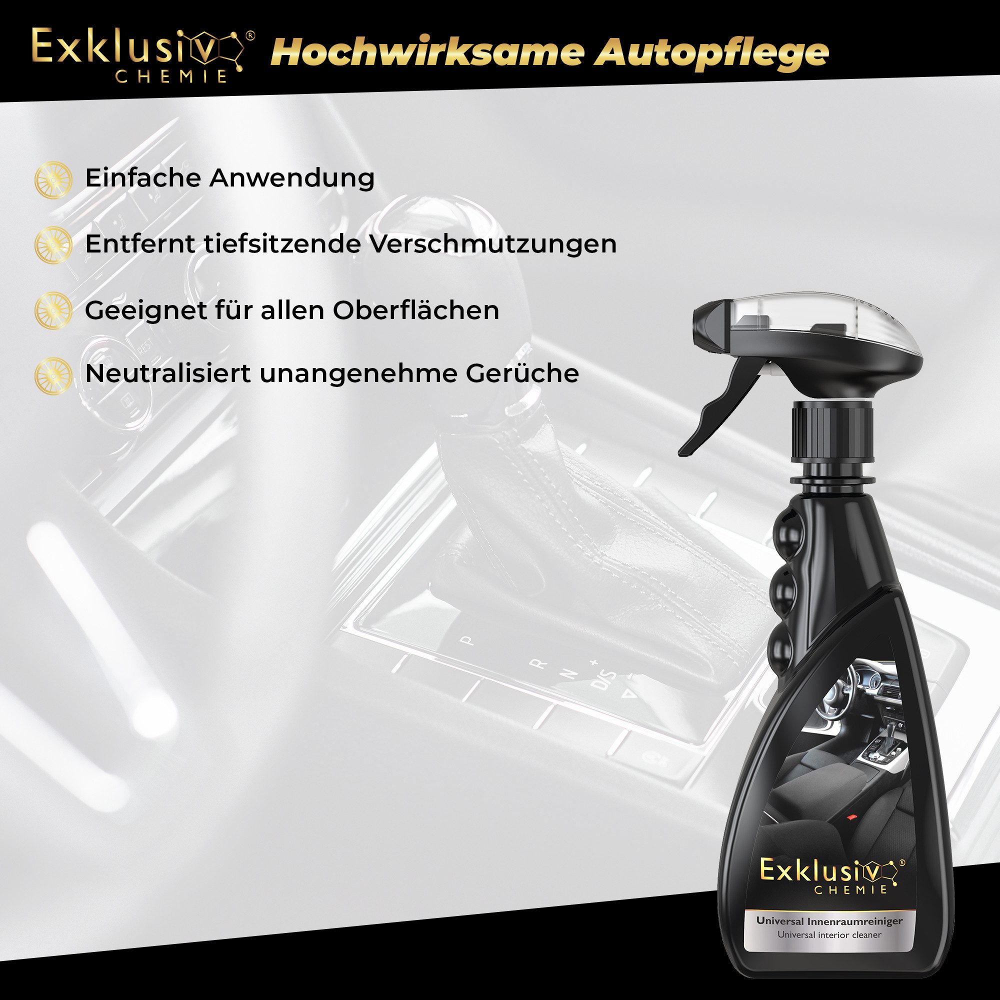 Exklusiv Chemie GmbH Innenraumreiniger Auto Kunststoffreiniger (Angenehmer Zitronenduft)