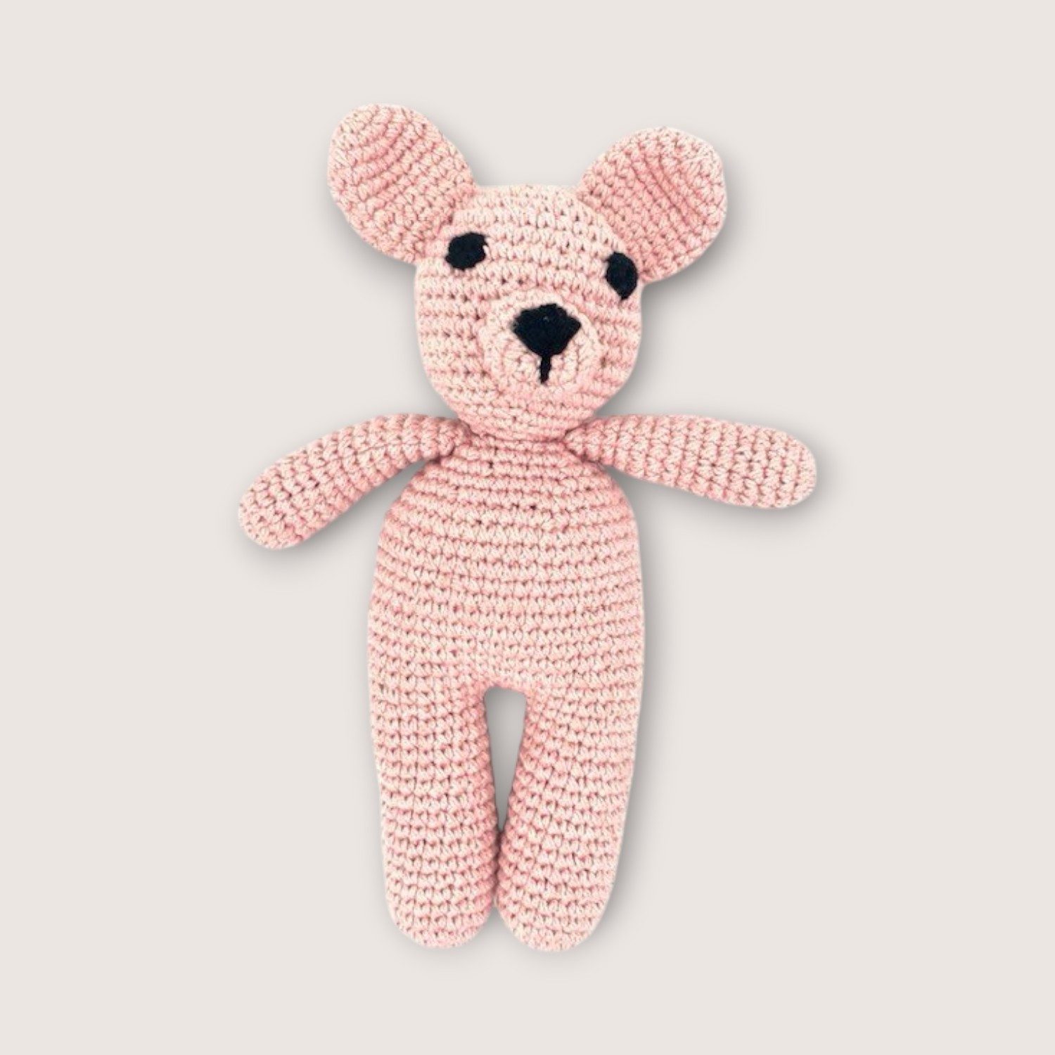 Luna-Leena Kuscheltier Hündin in rosa aus Bio-Baumwolle – handgehäkelt in Nepal