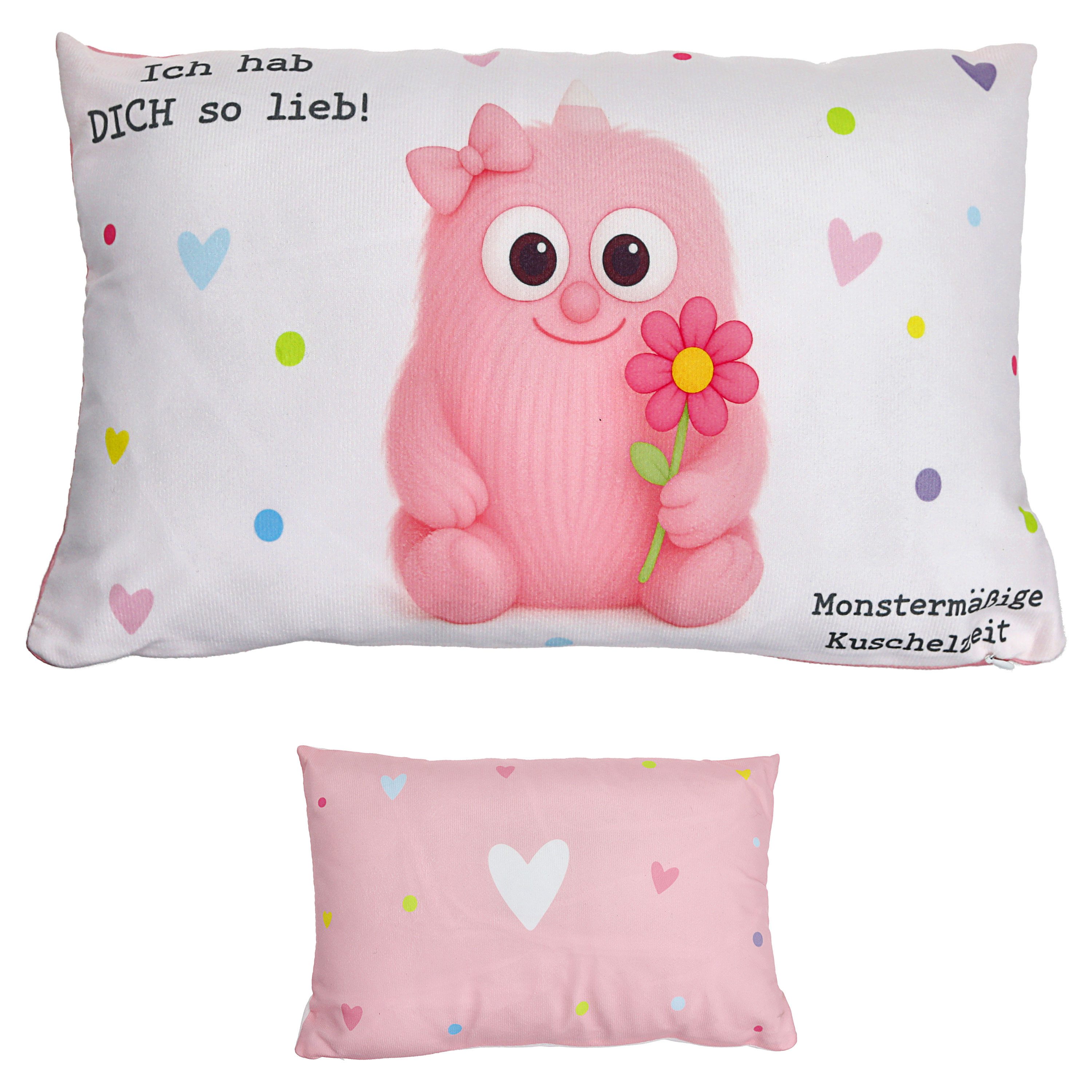 CEPEWA Dekokissen Kissen Mutmacher rosa 40x25cm Baumwolle PES 180g Reißverschluss