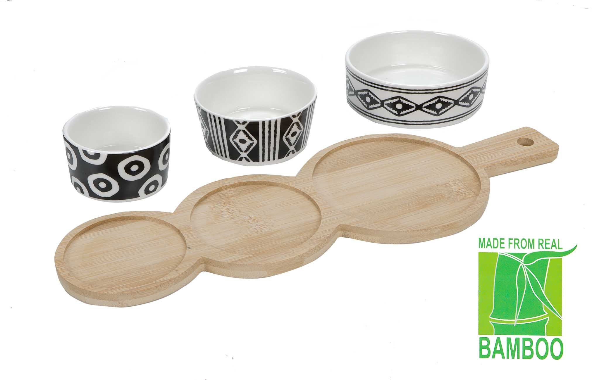 Keramik, Snackschale Tapas-Schale Keramik-Schalen), Tapas-Set, Bubble-Store Bambus, (Tapas